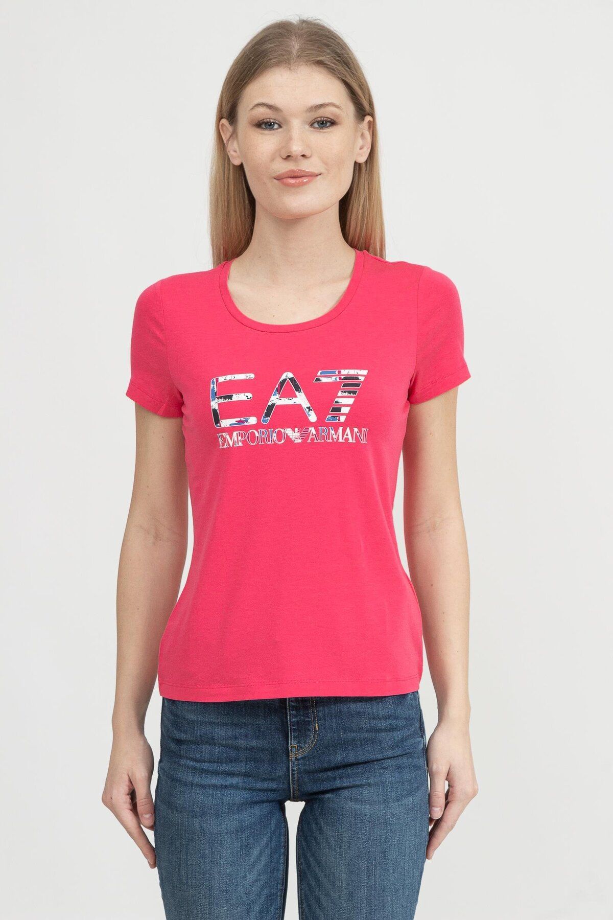 EA7 Kadın Bisiklet Yaka T-Shirt