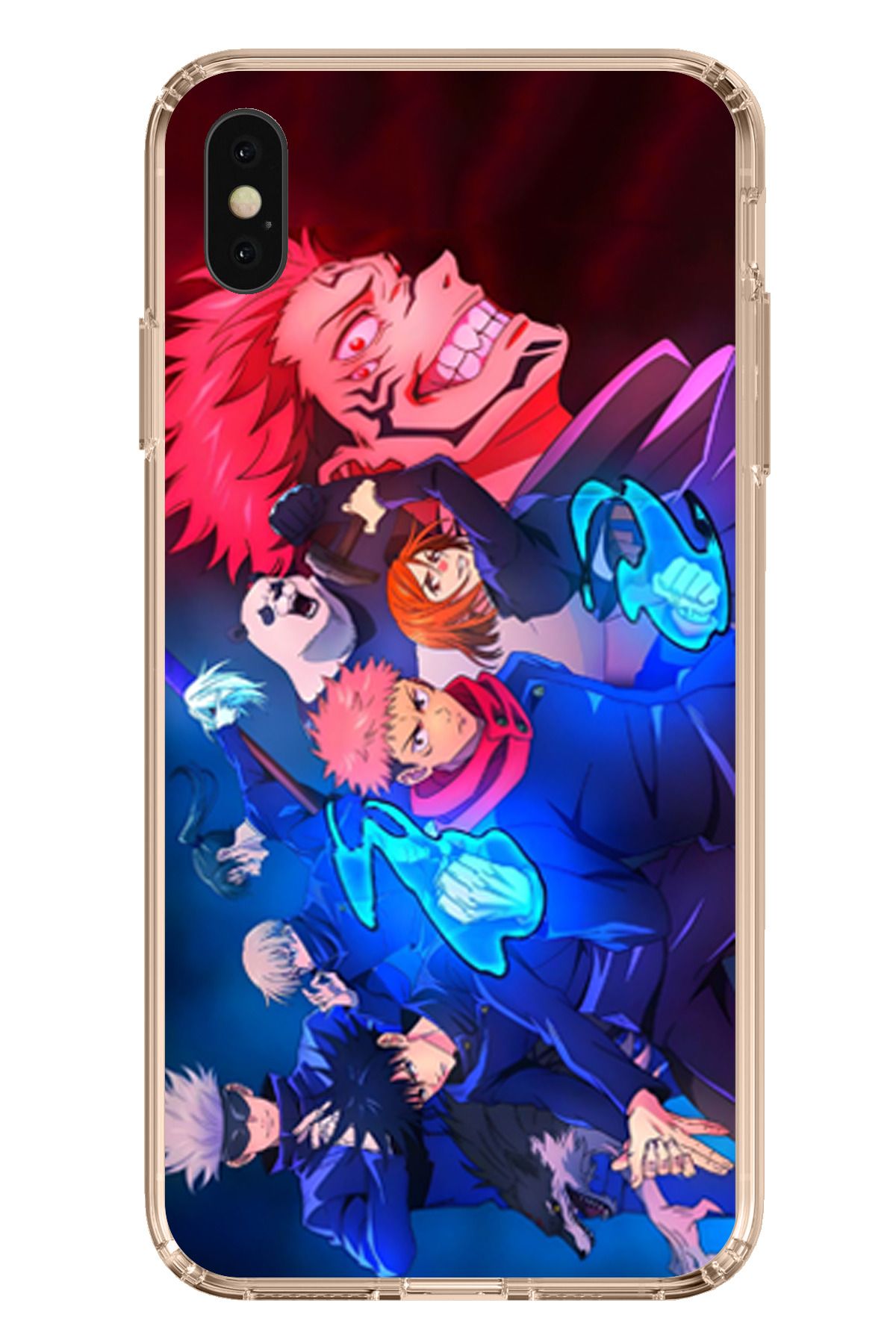 TechTree iPhone XS MAX Uyumlu Jujutsu Kaisen Şeffaf Silikon Kılıf