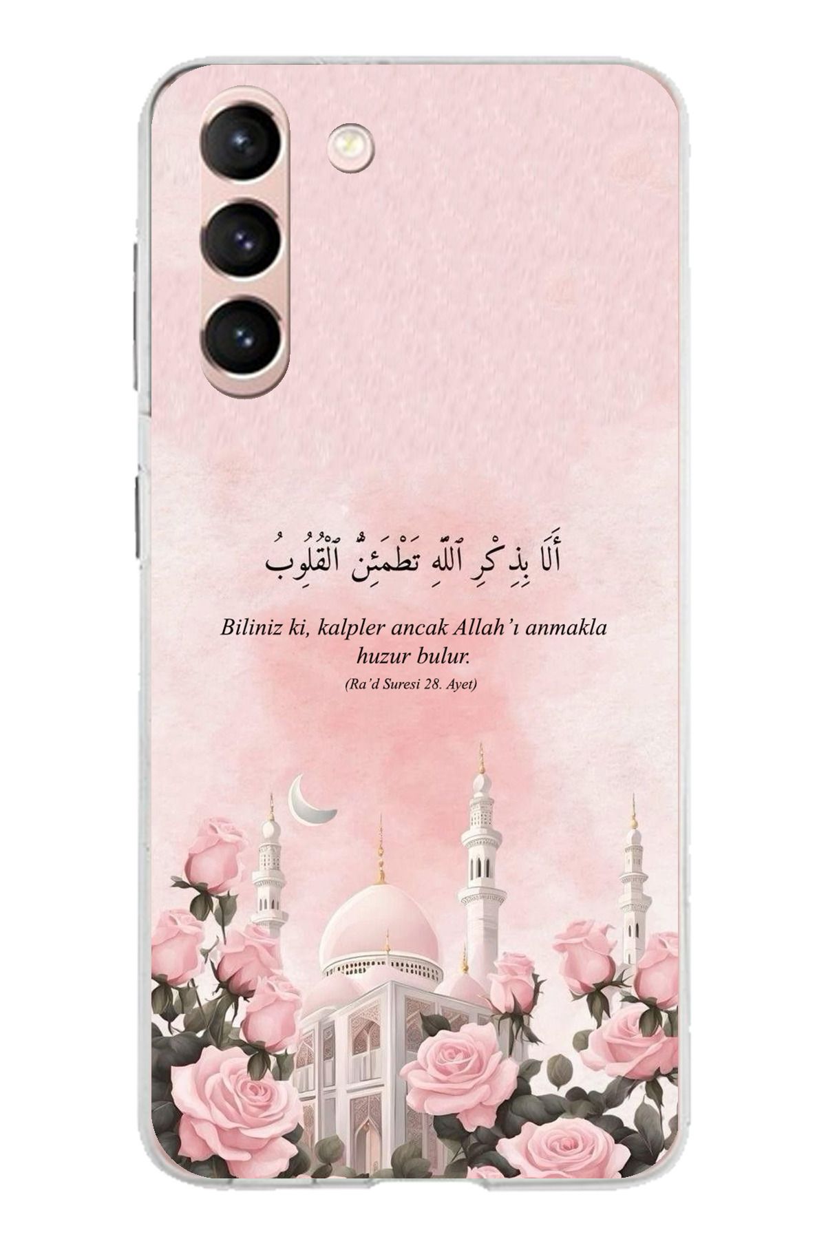 TechTree Samsung Galaxy S21 Uyumlu Rad Suresi Cami ve Güller Şeffaf Silikon Kılıf