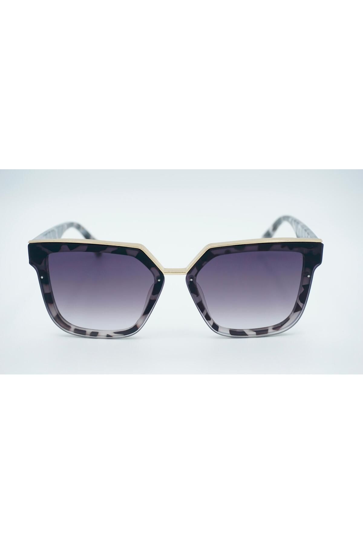 By Ella Eyes Kadın Güneş Gözlüğü Gri Leopar Desen Degrade Cam Gold Detay