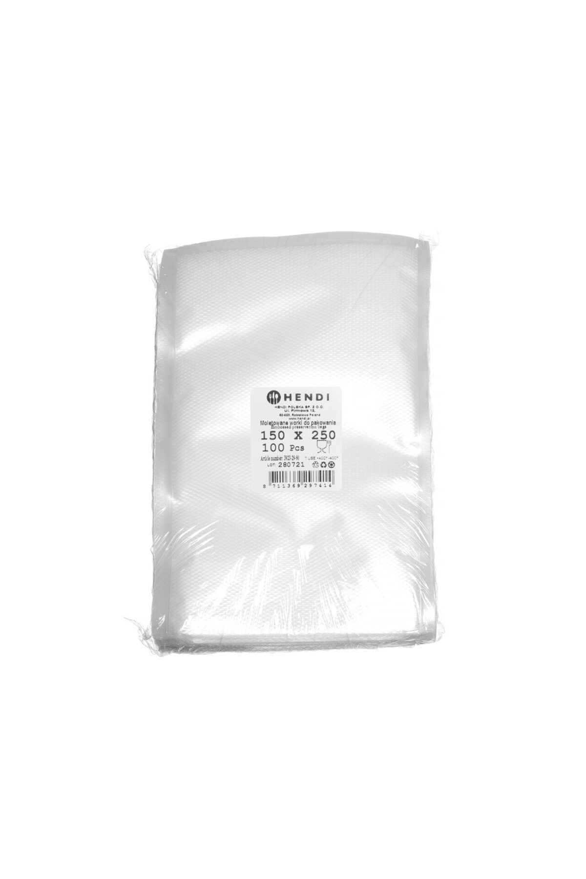 HENDI Pungi Gofrate Pentru Depozitarea Alimentelor Hendi, 100 Buc., 150x250mm - One Size
