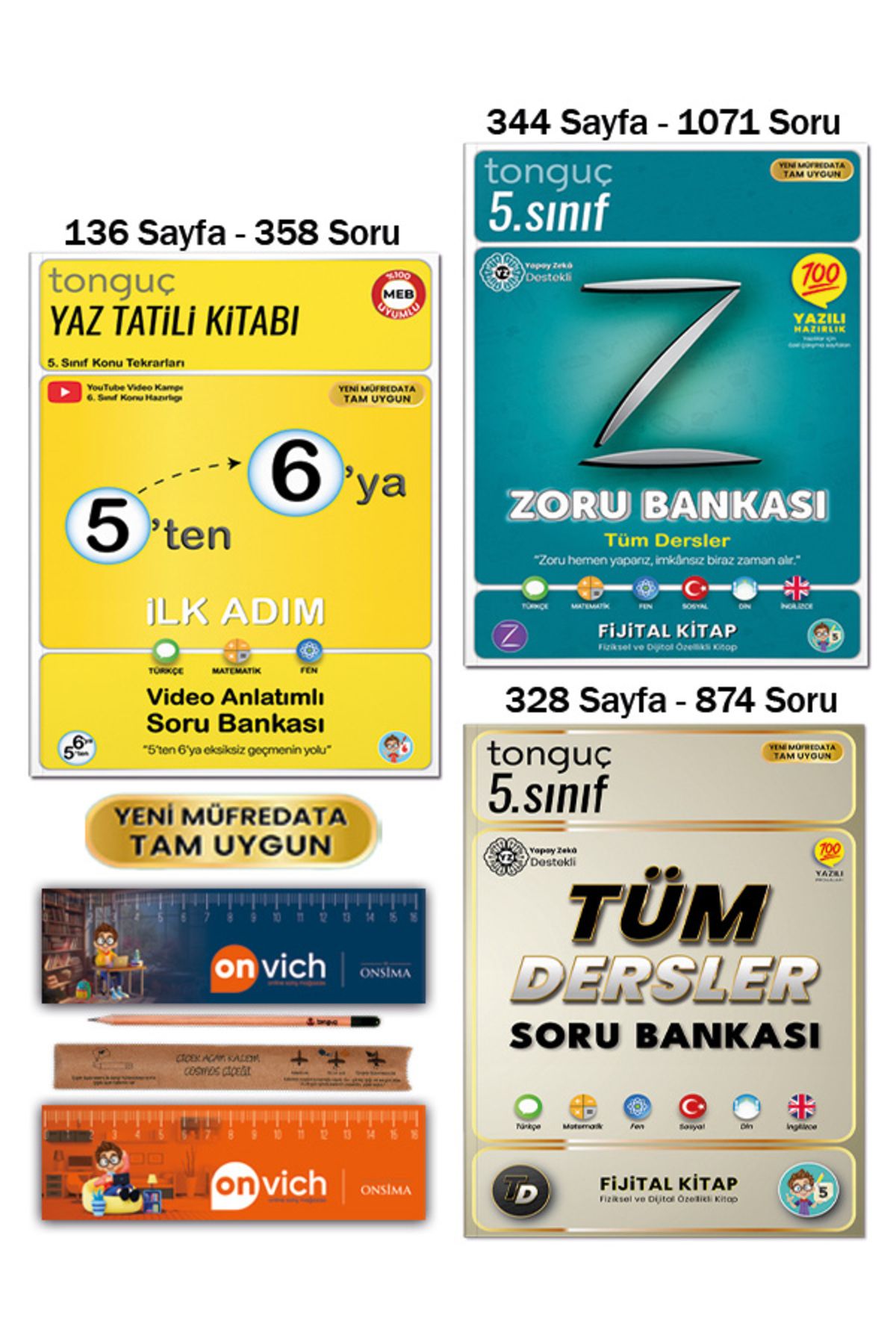 Tonguç Yayınları 6. Sınıf 5 ten 6 ya Hazırlık Yaz Tatili Kitabı Tekrar Seti - Zoru Bankası - Tüm Dersler Set 3 Kitap