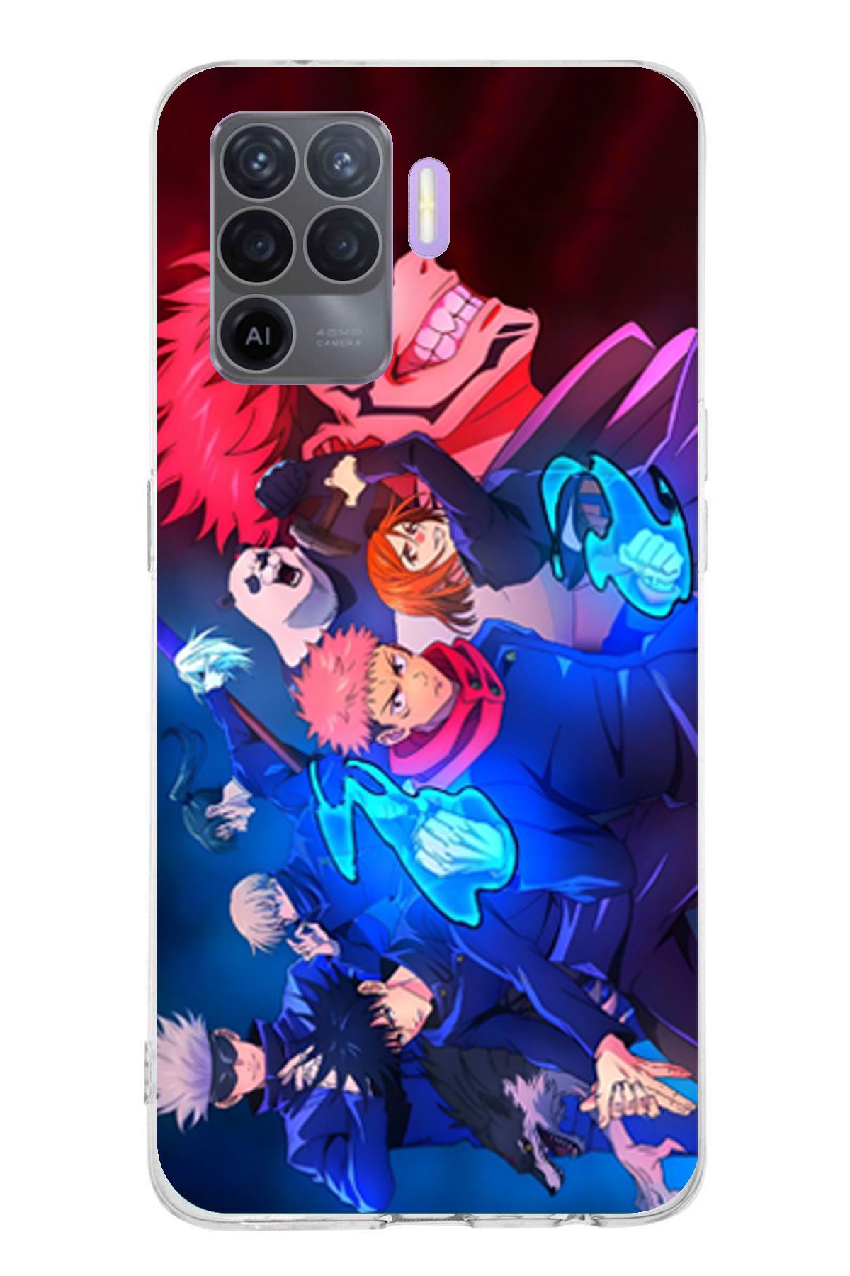 TechTree Oppo Reno 5 Lite Uyumlu Jujutsu Kaisen Şeffaf Silikon Kılıf