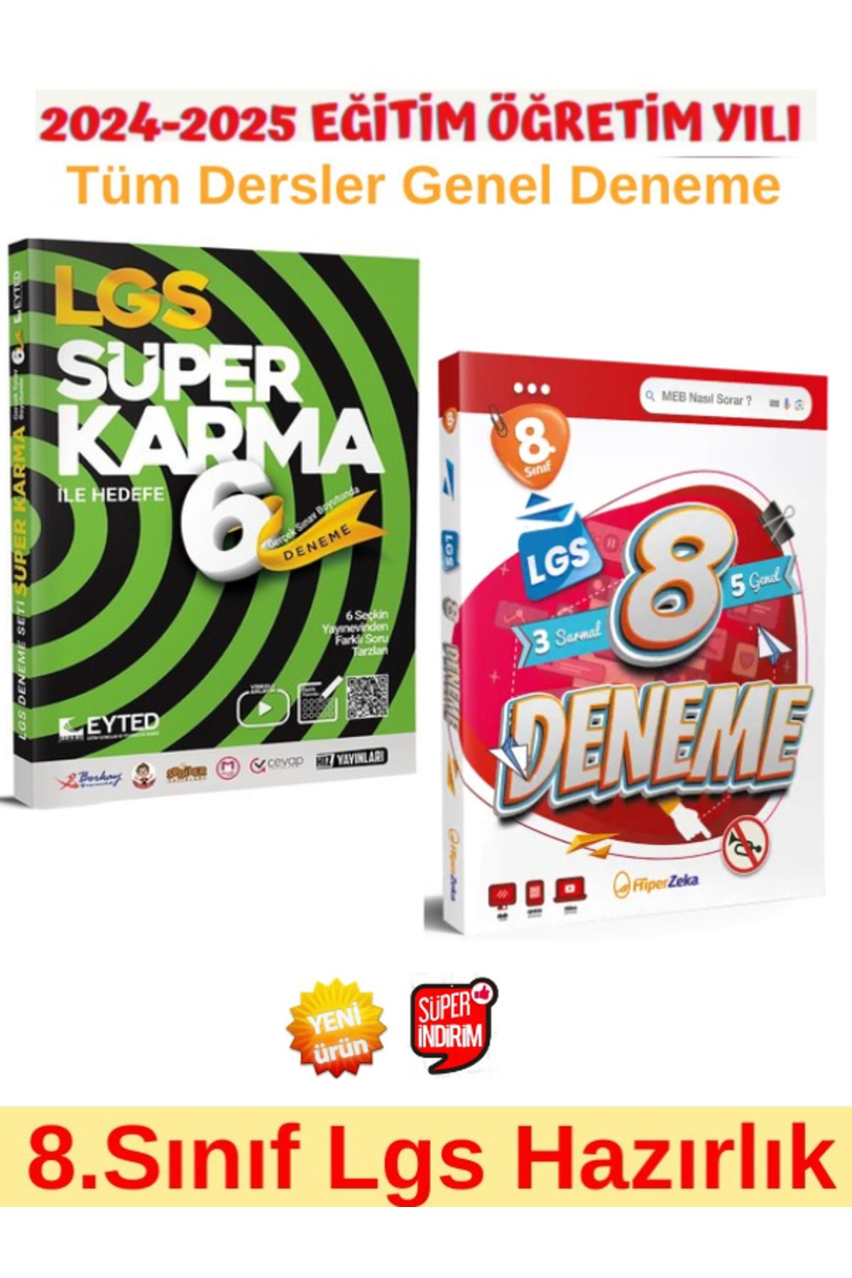 EYTED Yayınları 8.Sınıf Lgs Tüm Dersler Süper Karma 6 lı Deneme+Hiper Zeka 8.Sınıf Lgs 3 Sarmal+5 Genel Deneme