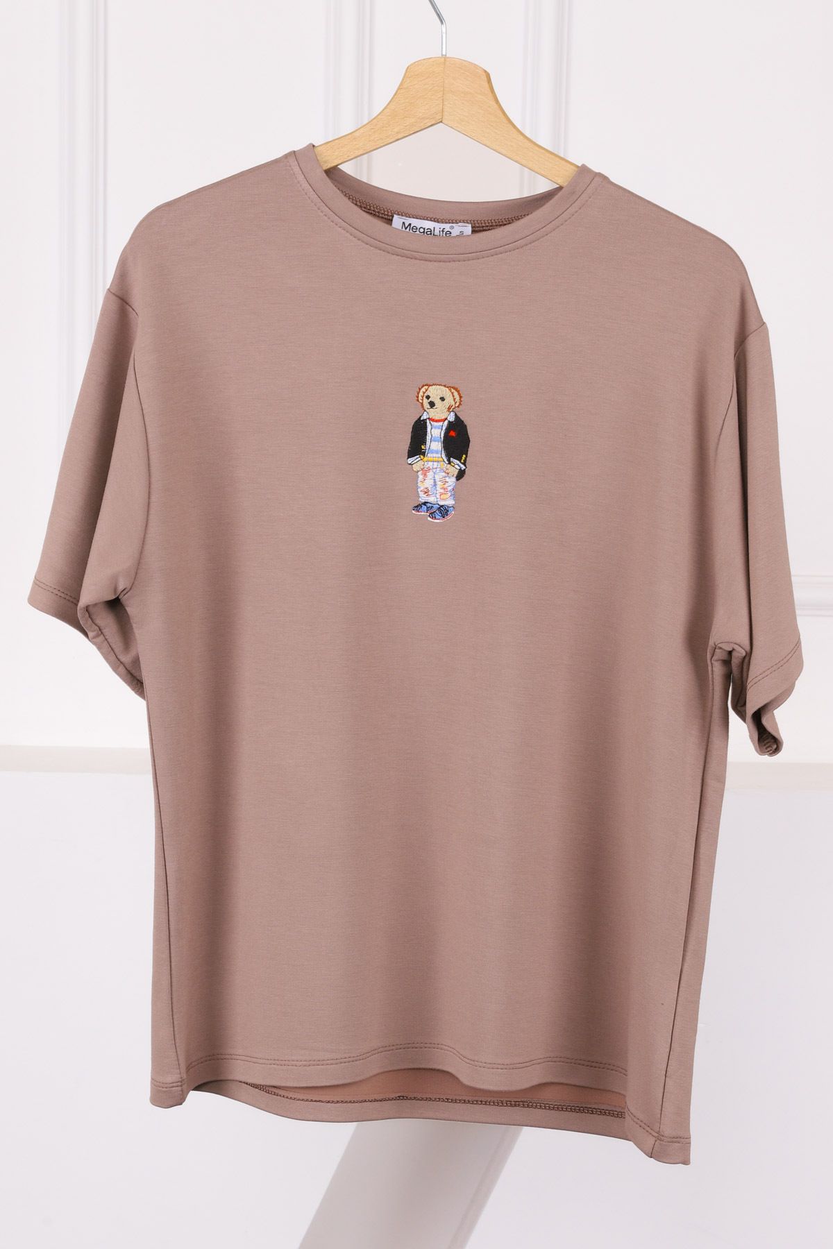 İmajButik Vizon Nakışlı Modal Kısa Kol T-Shirt