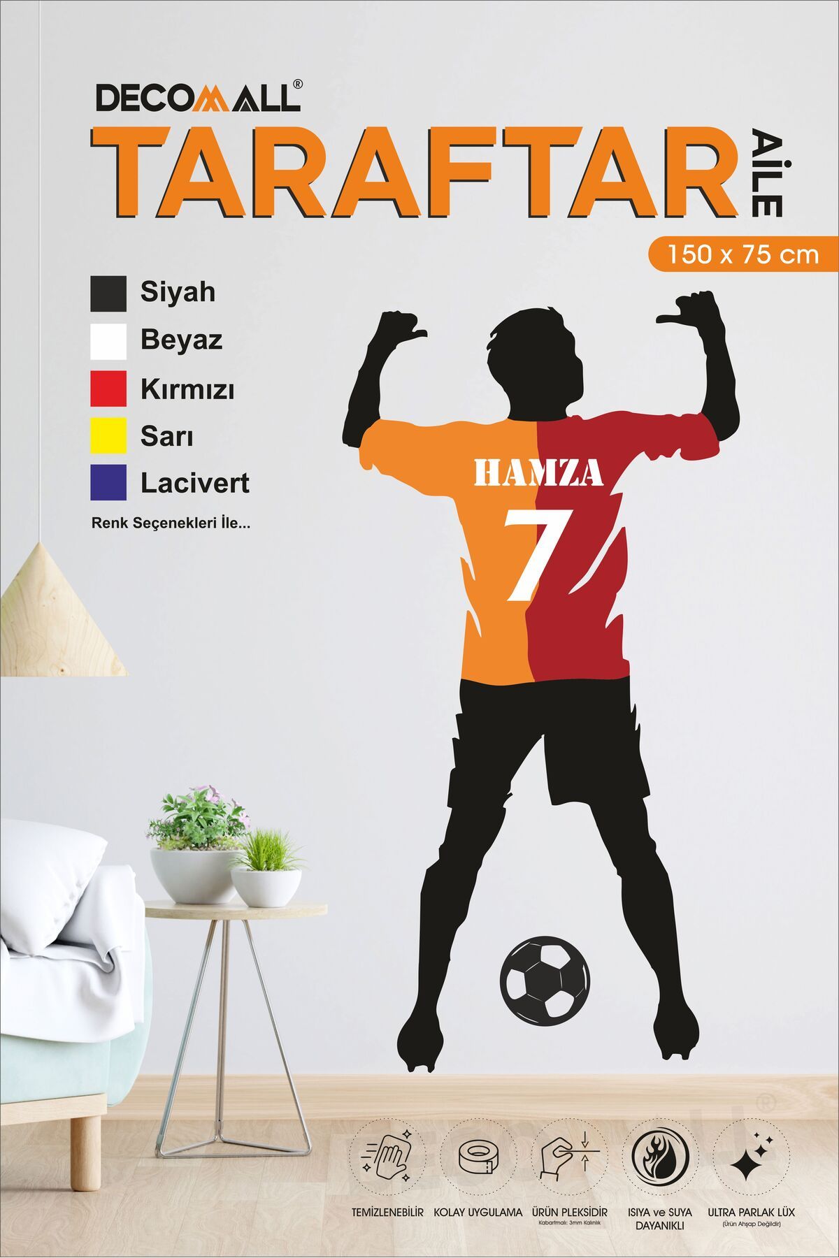 DECOMALL TT17 TARAFTAR TABLOSU PLEKSİ ULTRA LÜX TAKIM TABLO DEKORASYON TABLO ÇOCUK TABLO FUTFOL