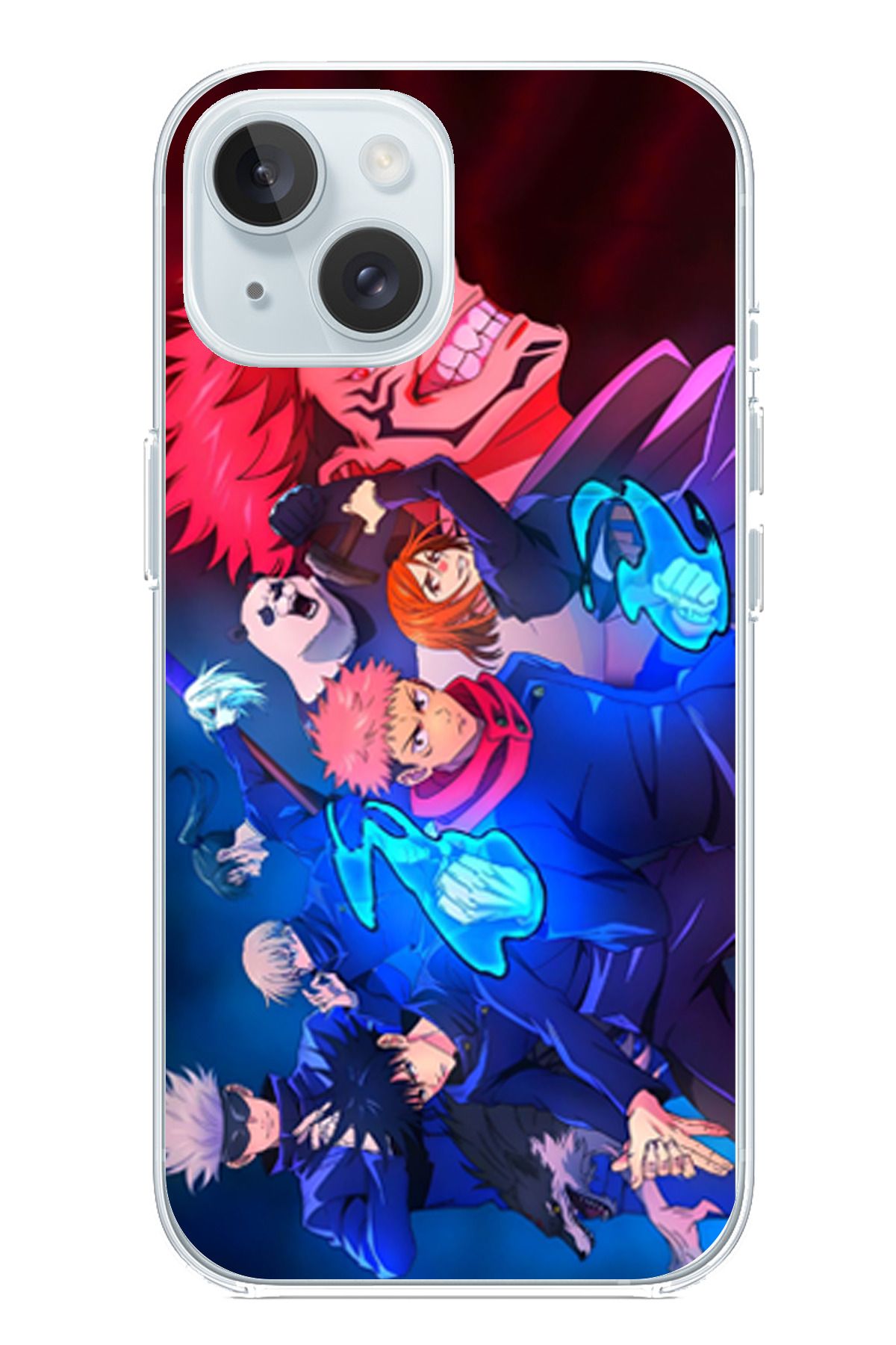 TechTree iPhone 15 Uyumlu Jujutsu Kaisen Şeffaf Silikon Kılıf