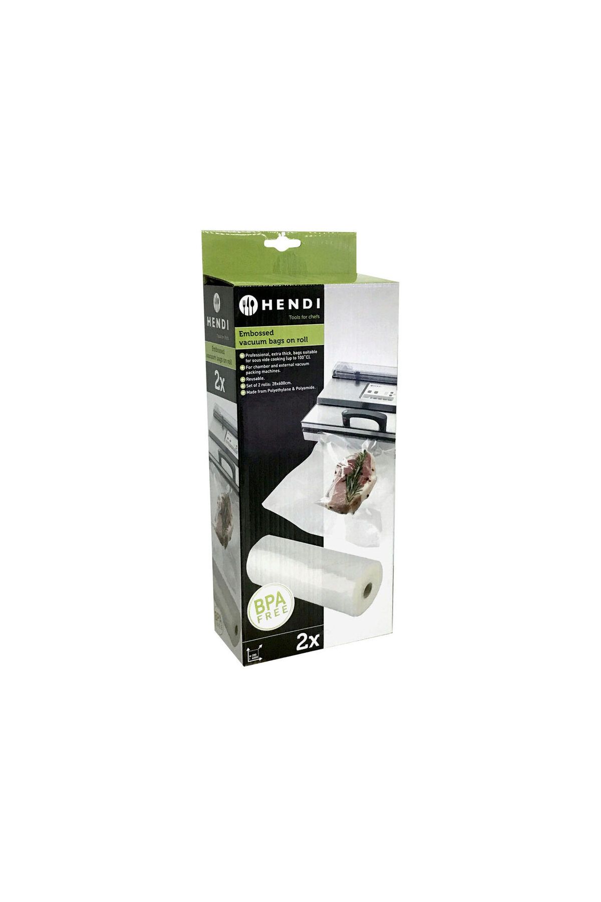 HENDI Set 2 Role Pungi Vacuum Gofrate 28 Cm X 6 Metri, 2 Straturi, 75 Microni Grosime, Hendi - One Size