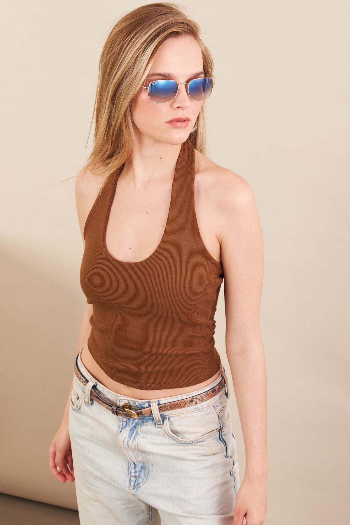 Cool & Sexy Kadın Camel Boyun Askılı Bluz ZH171