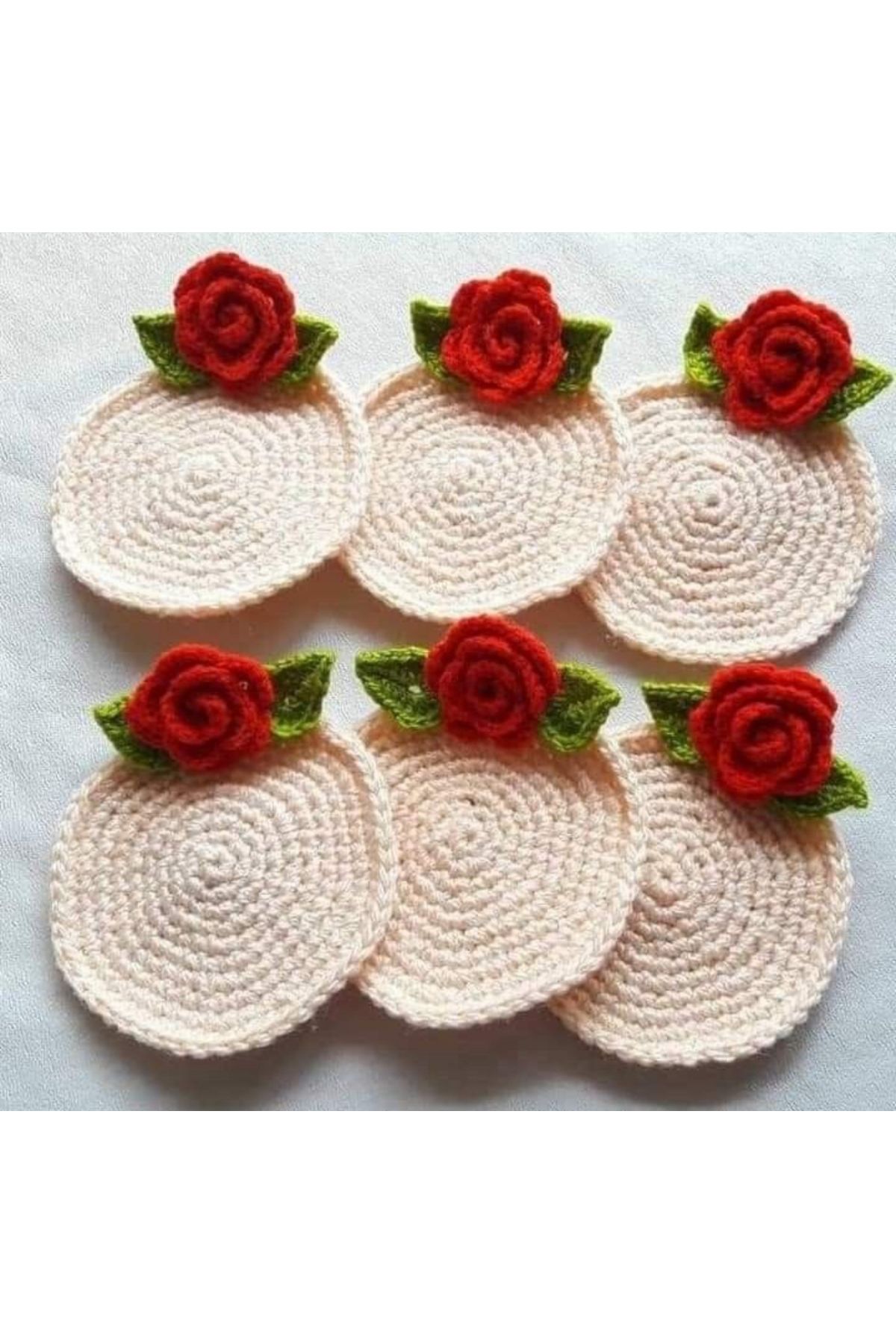 ZAHandmade Gül motifli bardak altlığı 6lı