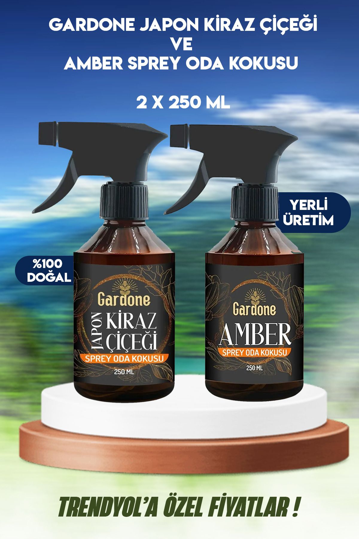 Gardone Japon Kiraz Çiçeği, Amber Oda Ve Çamaşır Spreyi Oda Parfümü Koku Giderici Oda Kokusu 2x250 ml