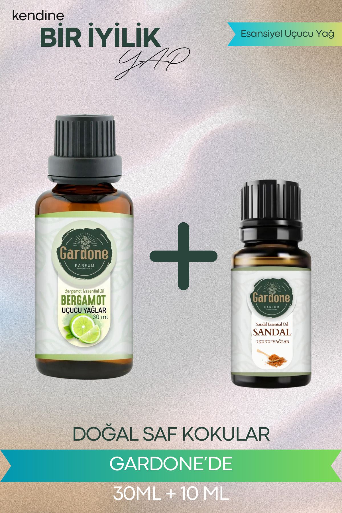 Gardone Bergamot 30 ml , Sandal 10 ml Set Yağ Buhurdanlık Yağı Doğal Oda Kokusu Difüzör Yağ