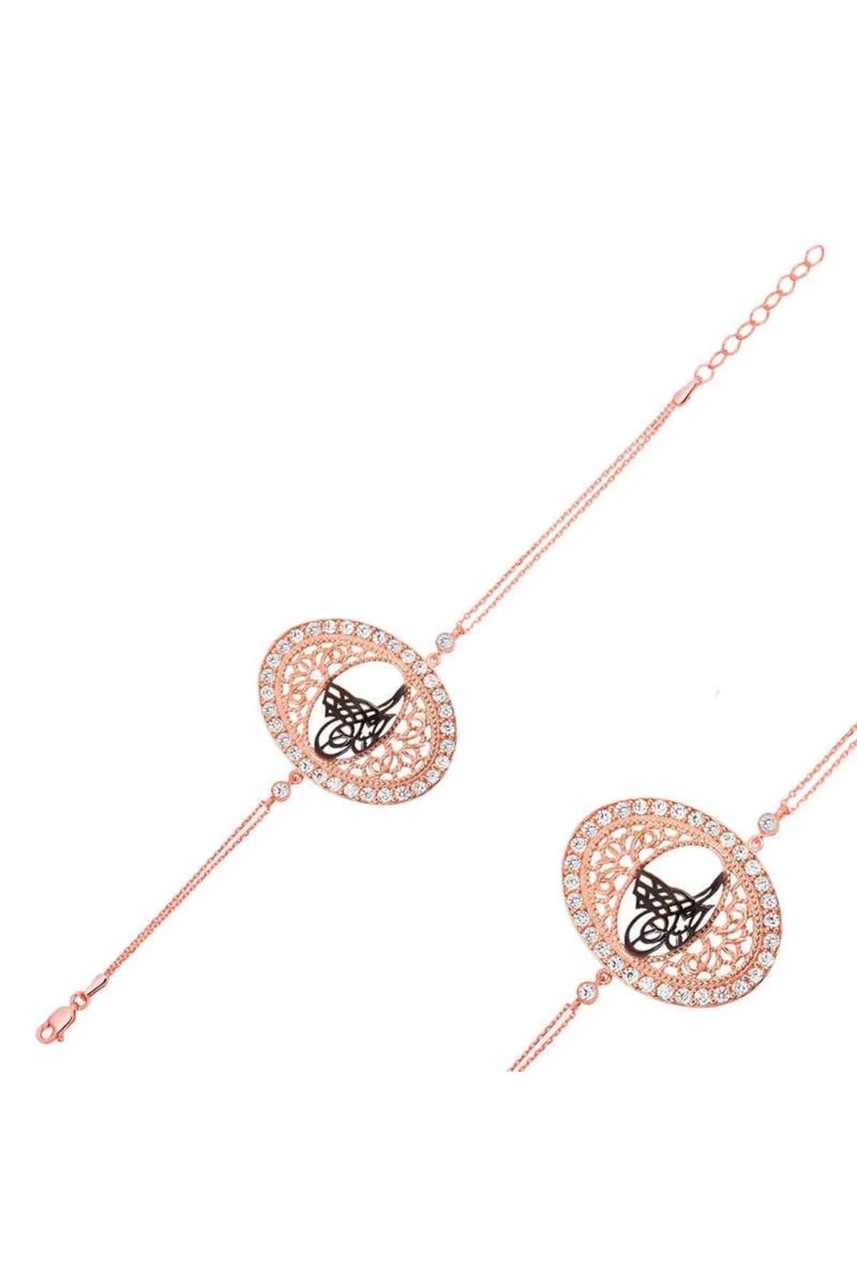luz&pos Gümüş Rose Tuğralı Bileklik