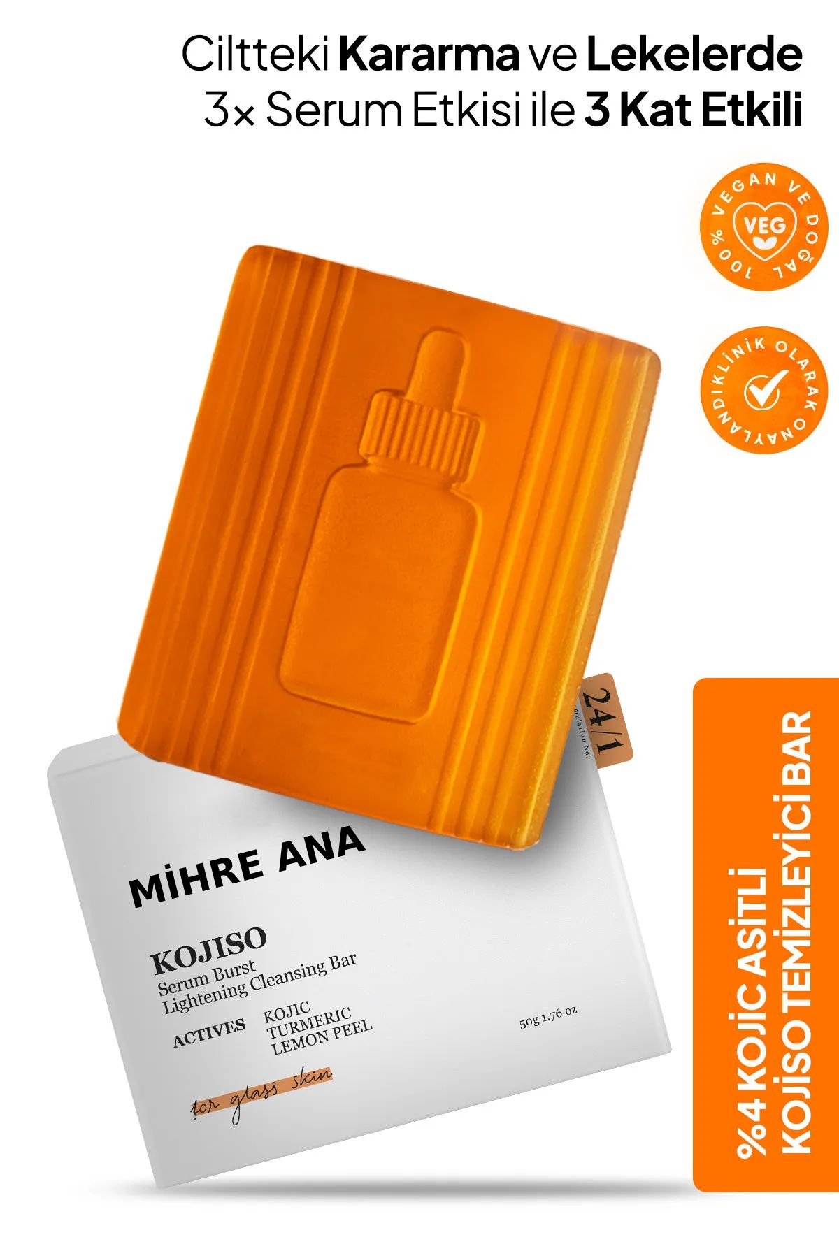 Mihre Ana Kojiso Kojic Asit Sabunu, Zerdeçal Ve Kojik Asit Etkisi Ile Leke Karşıtı Kojik Asit Sabunu