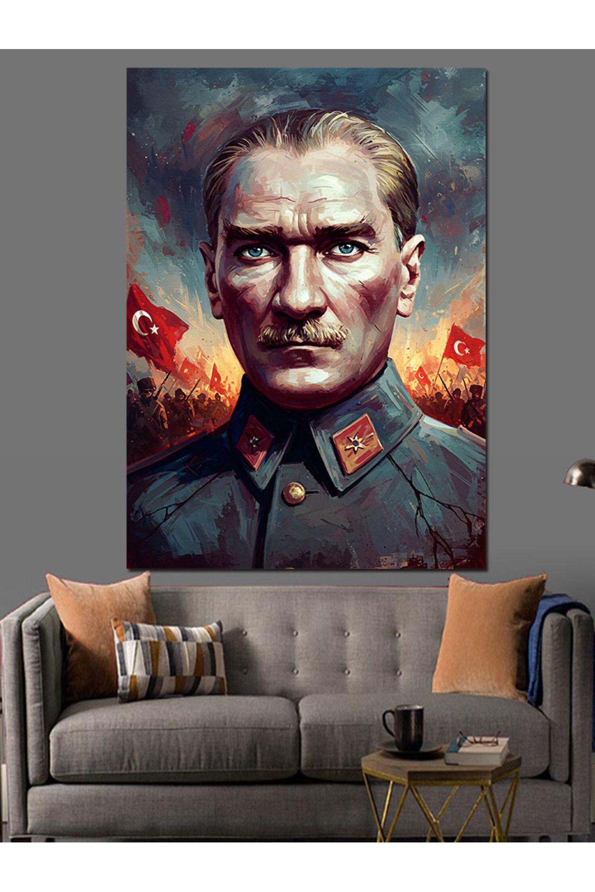 Tablomega Mustafa Kemal Atatürk Dekoratif Kanvas - Mdf Ahşap Tablo