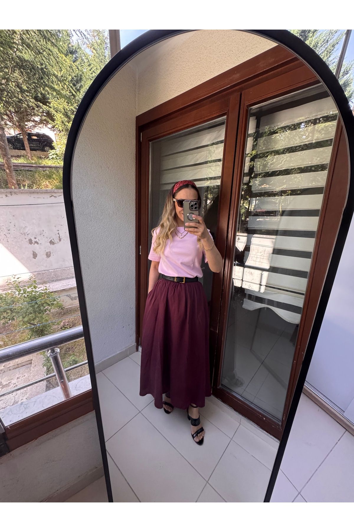 Marka Butikmayamoda Bordo Tensl Modal Beli Lastikli Cepli Etek