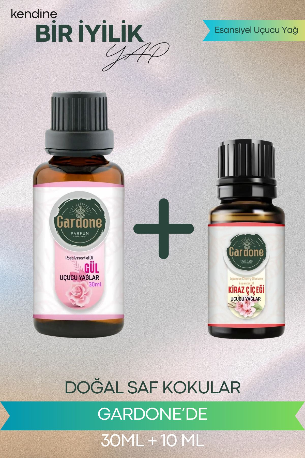 Gardone Gül 30 ml , Kiraz Çiçeği 10 ml Set Yağ Buhurdanlık Yağı Doğal Oda Kokusu Difüzör Yağ