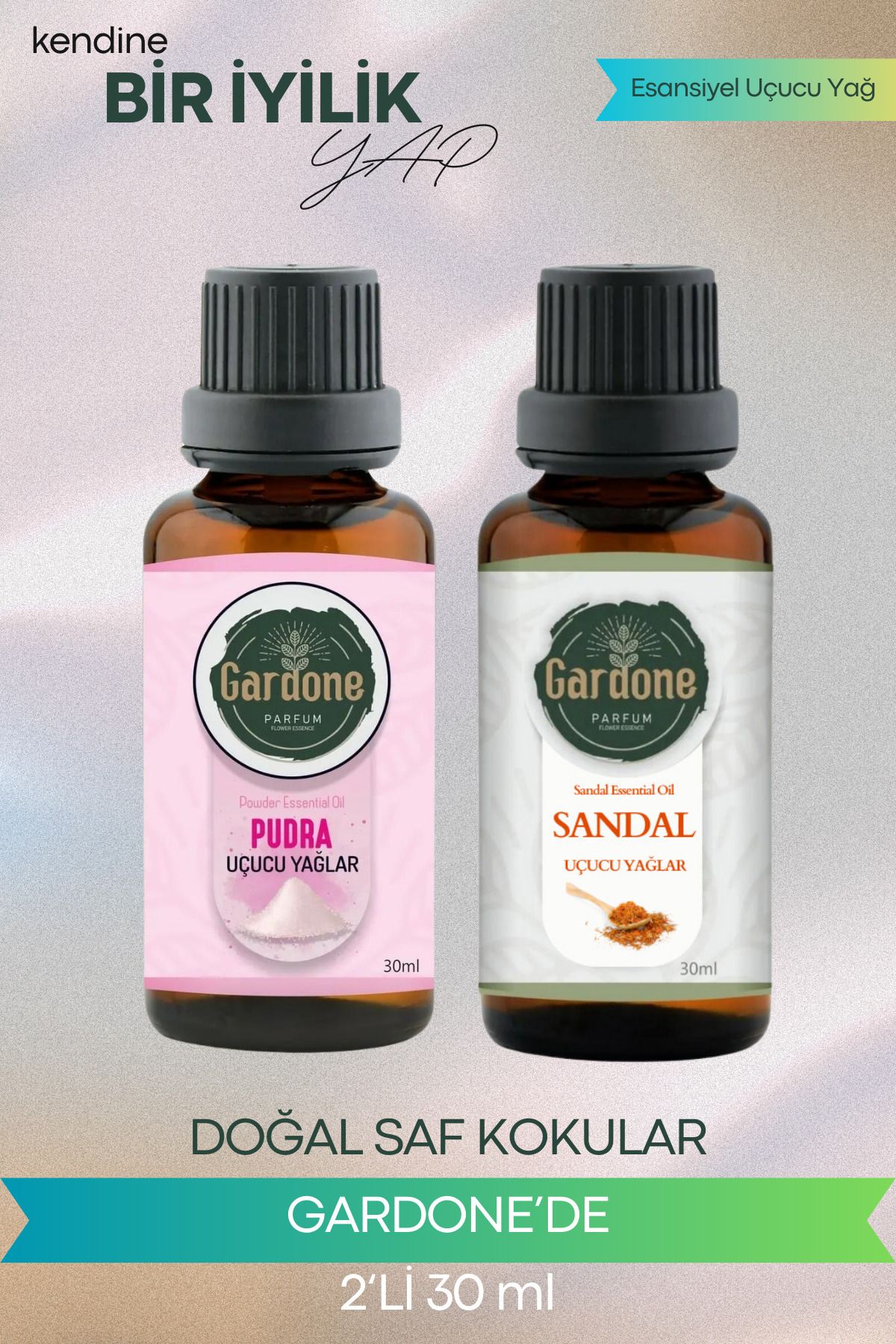 Gardone Pudra Sandal Uçucu Yağ Buhurdanlık Yağı Doğal Uçucu Yağ Oda Kokusu Aromaterapi 30ml