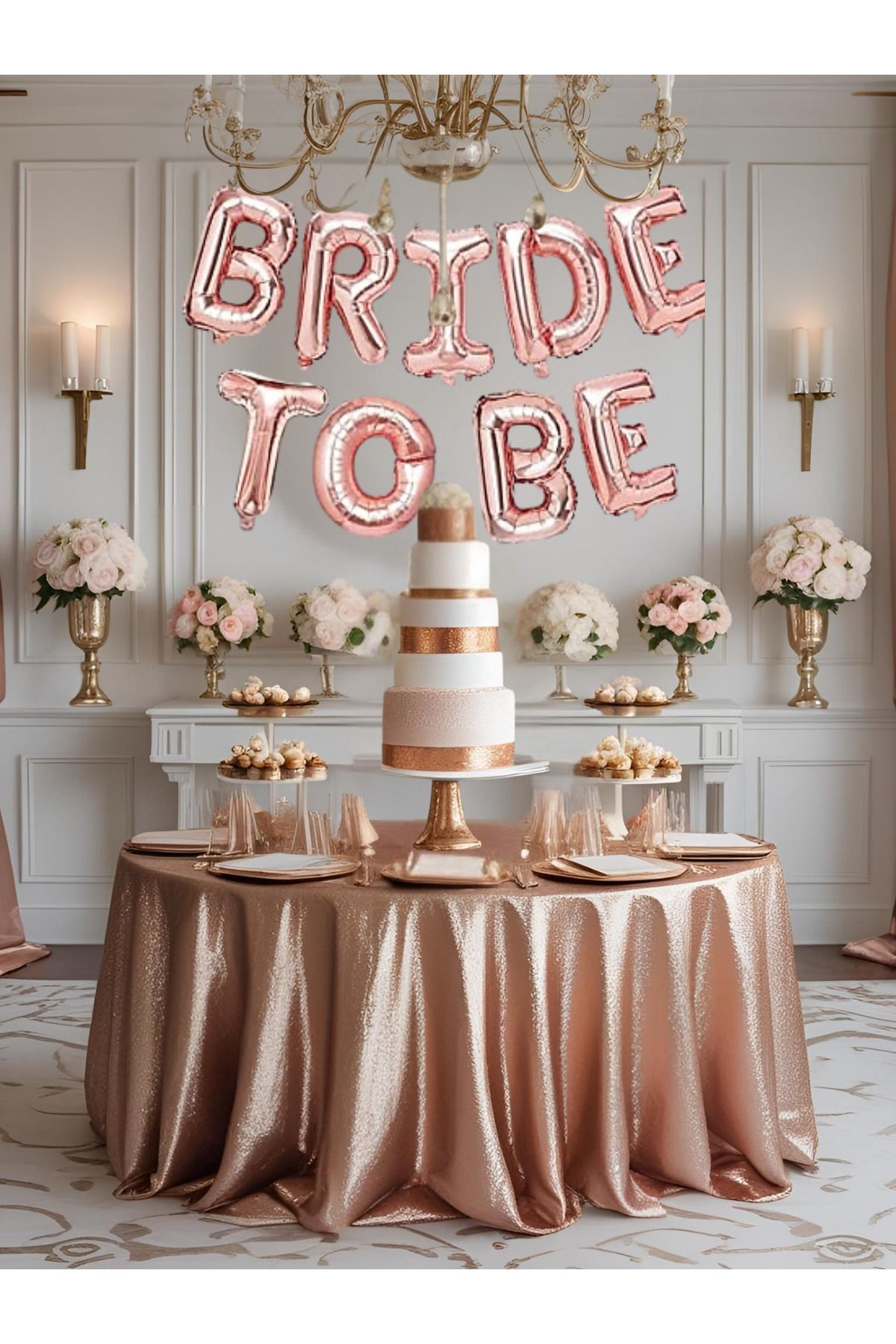 pellure Bride To Be Metalik Folya Balon Seti 40 cm Rose Gold