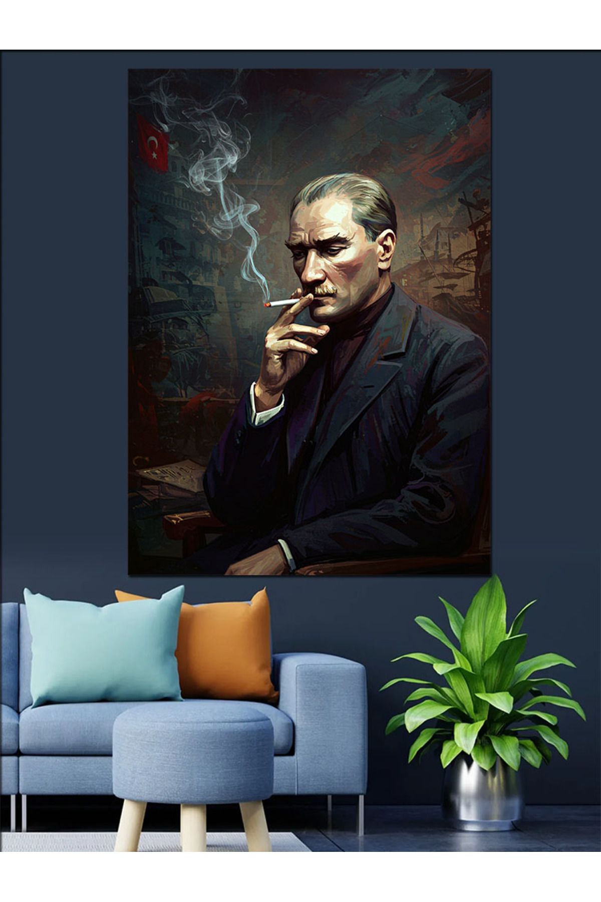 Tablomega Mustafa Kemal Atatürk Dekoratif Kanvas - Mdf Ahşap Tablo