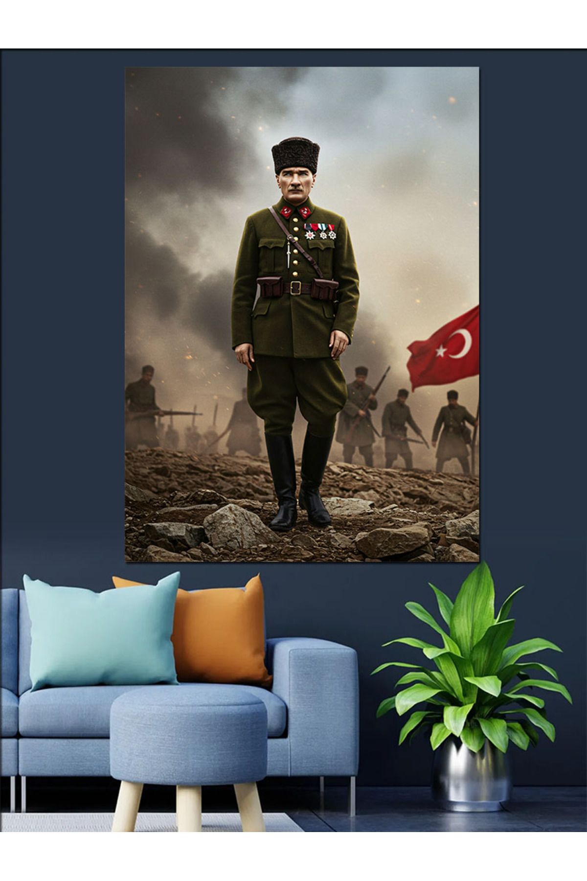 karizmart Baş Komutan Mustafa Kemal Atatürk Dekoratif Kanvas - Mdf Ahşap Tablo