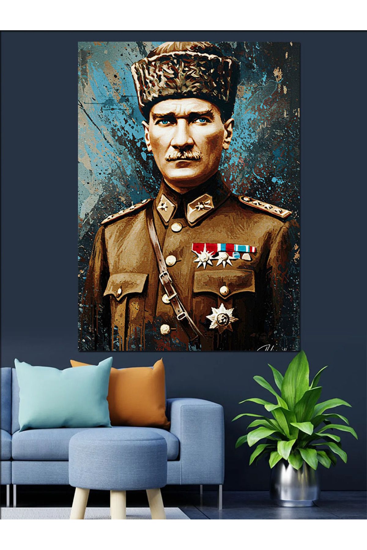 karizmart Mustafa Kemal Atatürk Portre Dekoratif Kanvas - Mdf Ahşap Tablo
