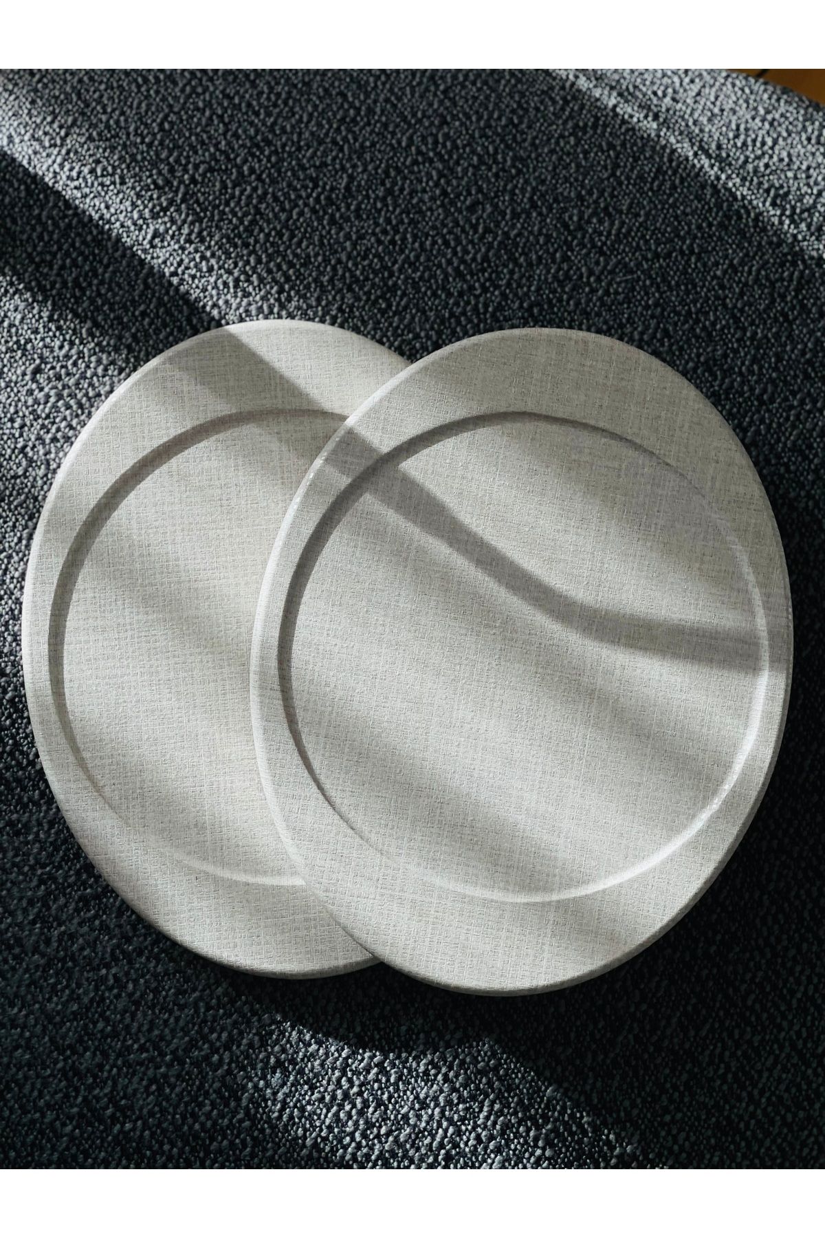 MajesteHome LinoOval Kahve Sunum Tepsisi – Keten Dokulu MDF | Oval | 25x15 cm tepsi- kahve - fincan - dekoratif