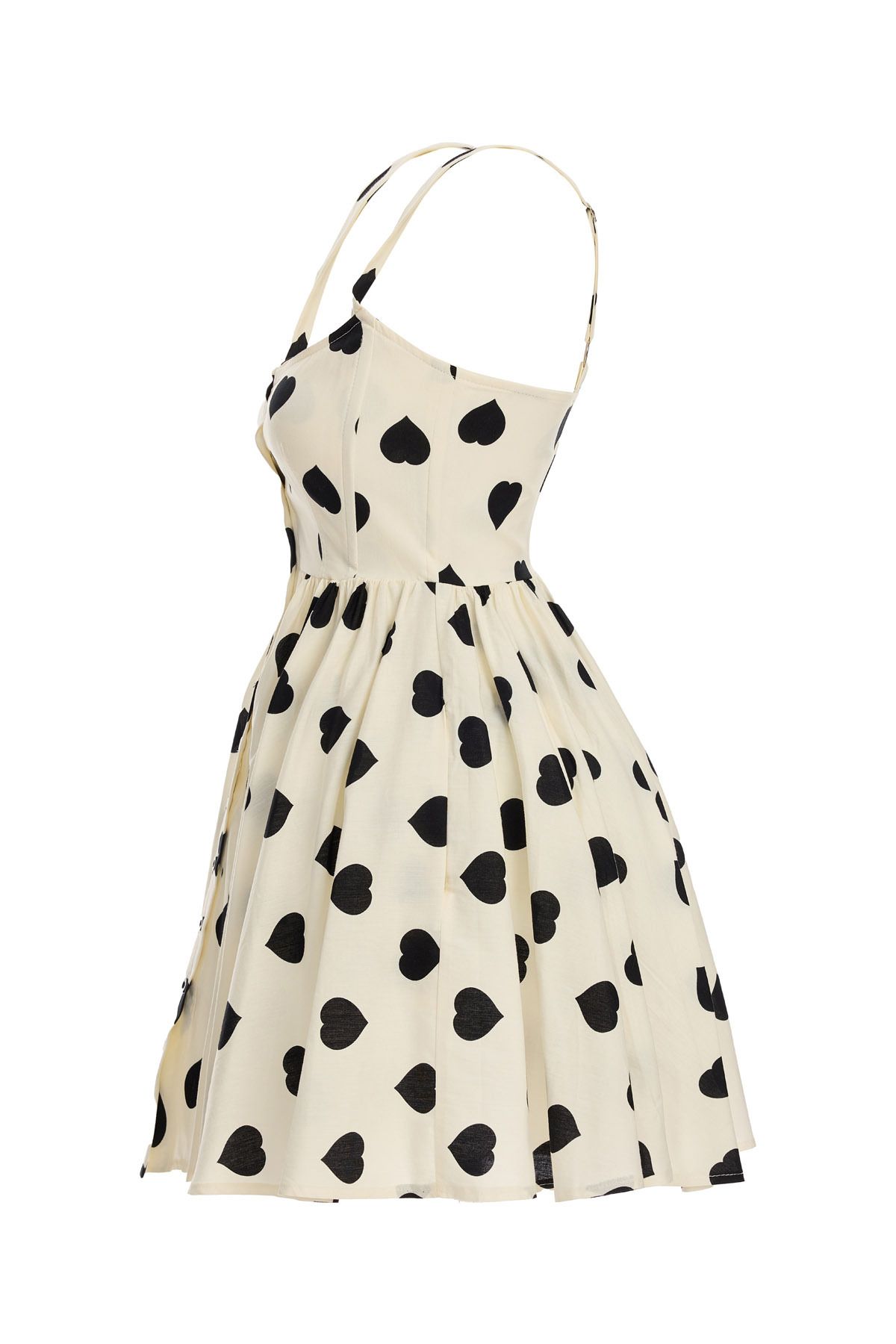 SEVİLEN-Heart Patterned Strappy Summer Dress 2