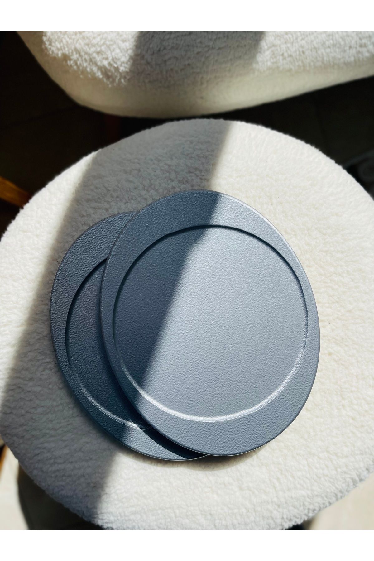 MajesteHome SilverOval Kahve Sunum Tepsisi – Gümüş MDF | Oval | 25x15 cm tepsi- kahve - fincan - dekoratif