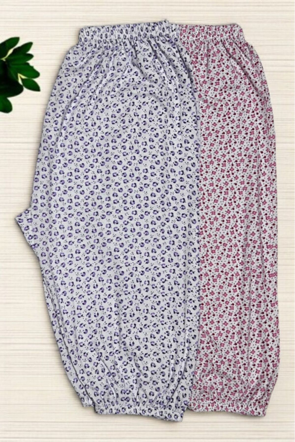 Pi Giyim 2 Adet Kadın Desenli Kısa Dizaltı Lastikli Pijama Altı Yazlık