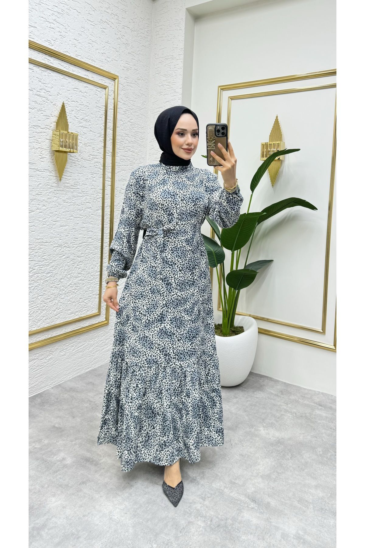 HMZ tesettür elbise leopar