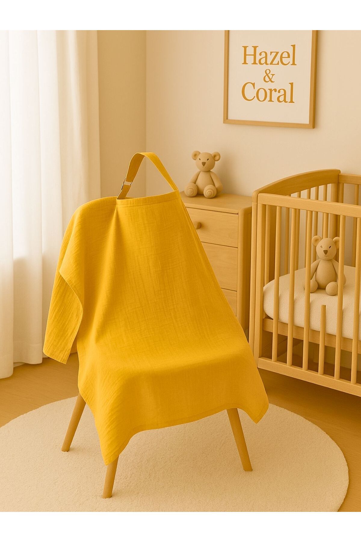 Hazel Coral Sarı Müslin Emzirme Önlüğü