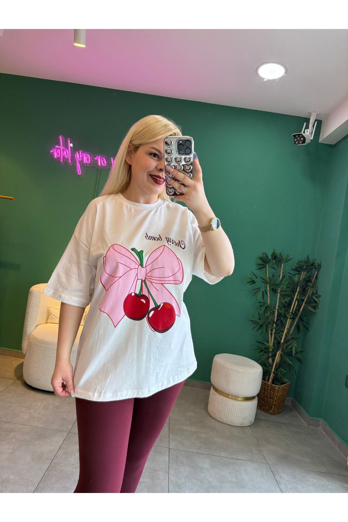 tuğba kumlu butik Cherry Bow Tişört