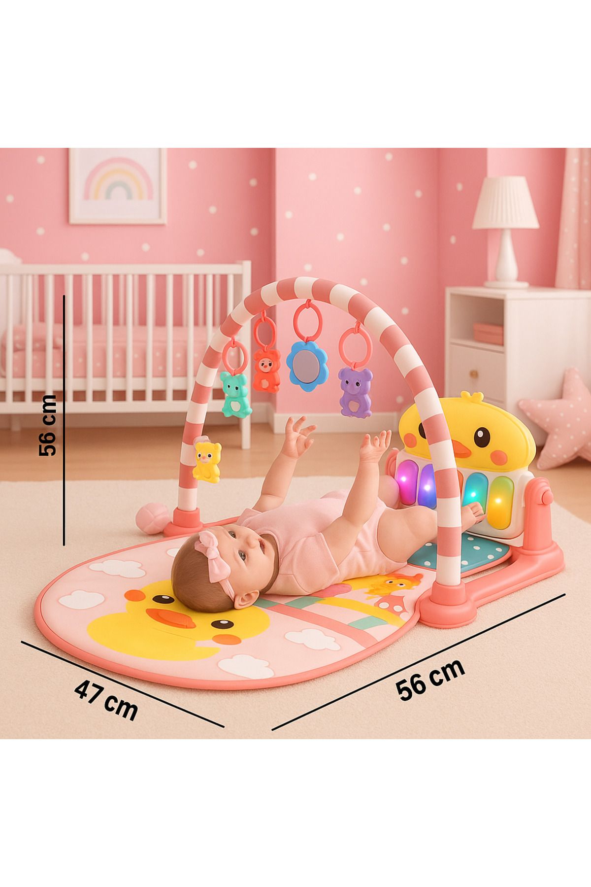 Baby Oyun Halısı | Piyanolu Işıklı Müzikli Ördek Tasarım Bebek Oyun Halısı |Aktivite ve Gelişim Minderi