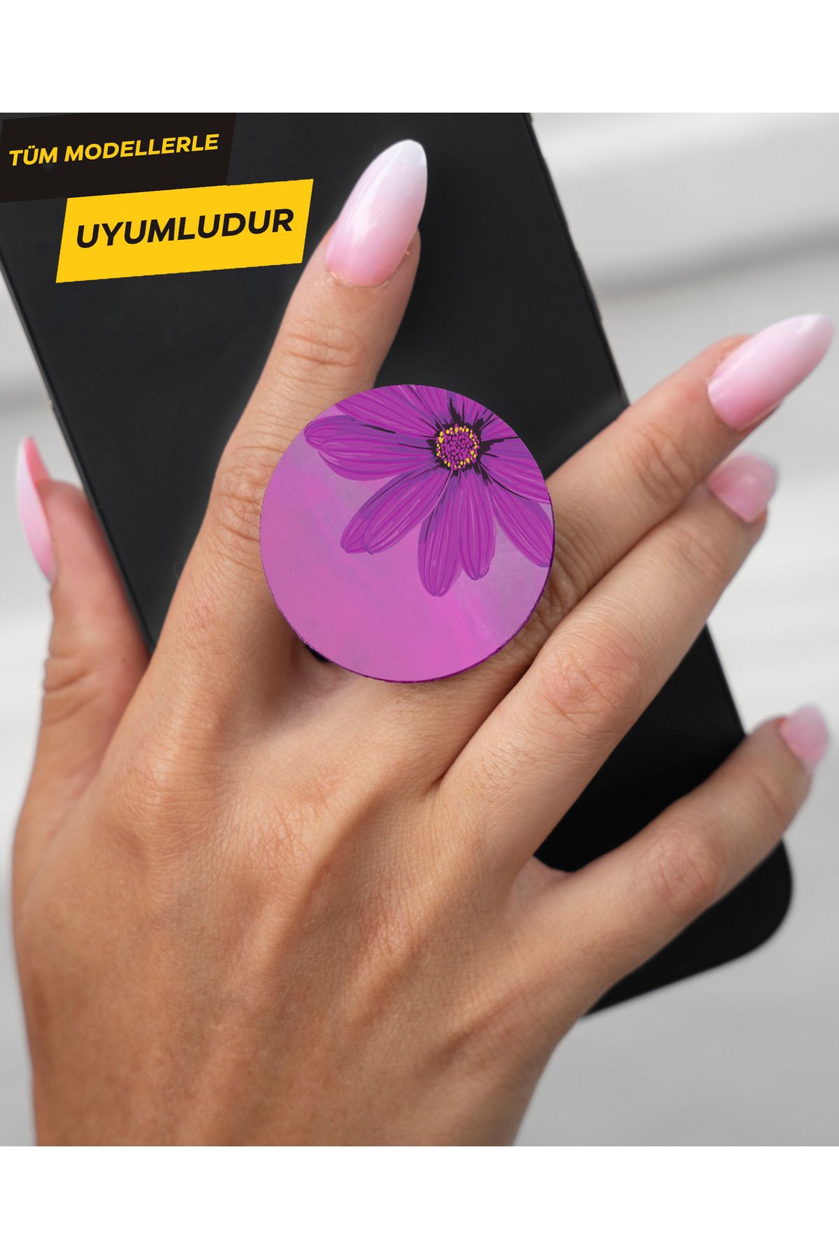 Activist INFINIX Smart 8 Uyumlu Kılıf tutucu baskılı telefon kılıfı tutucu - purpleflower
