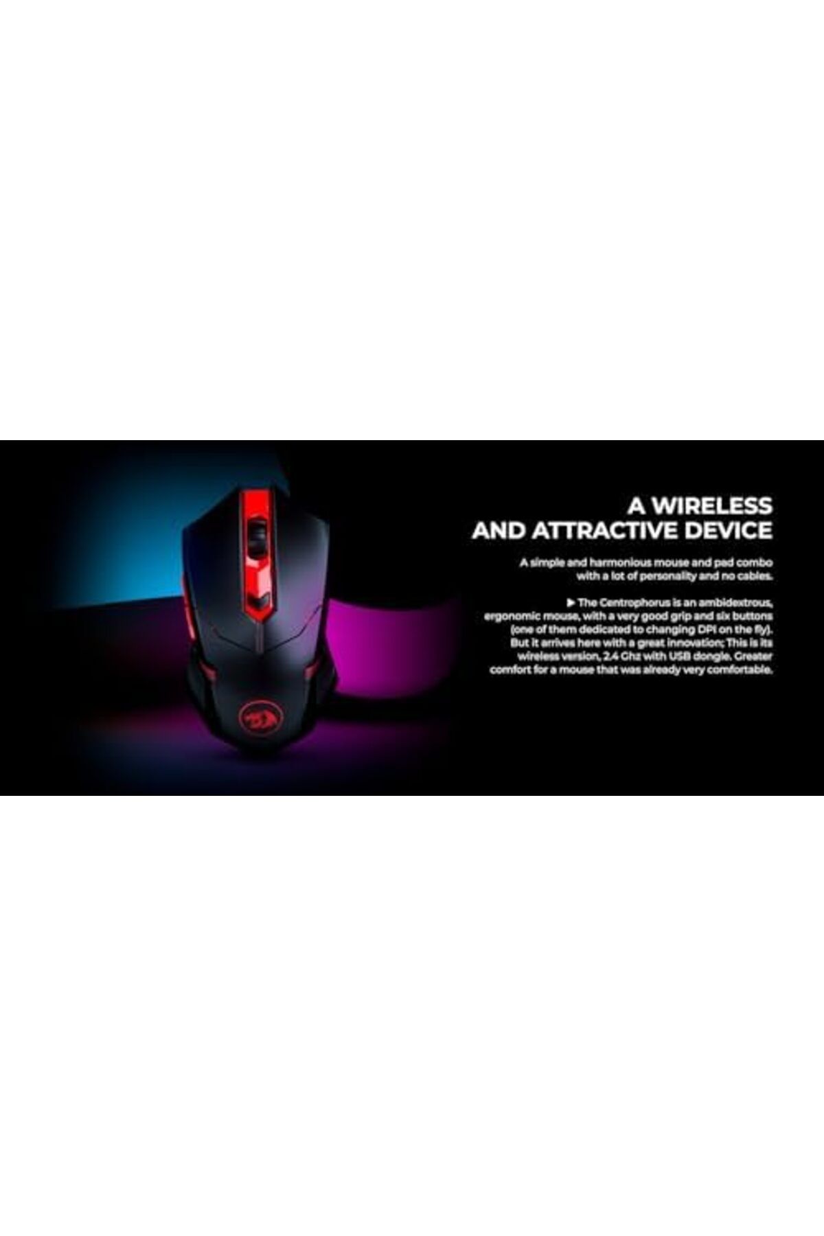 REDRAGON-M694 Wireless Gaming Mouse with Honeycomb Shell, 7200DPI Tri-Mode Ultralight Gaming Mouse W 6