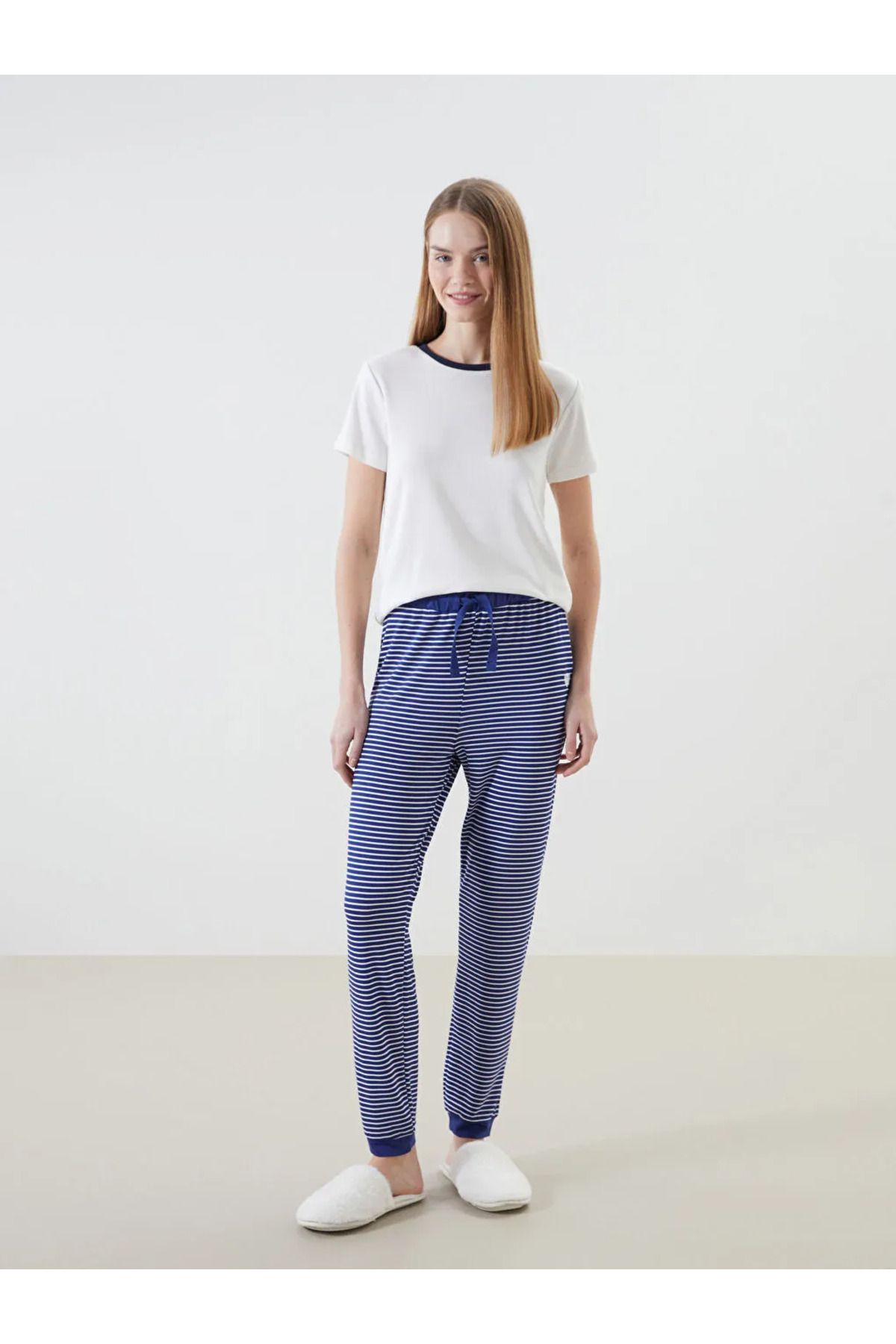 LC Waikiki LCW DREAM Lacivert Beli Lastikli Çizgili Kadın Jogger Pijama Altı