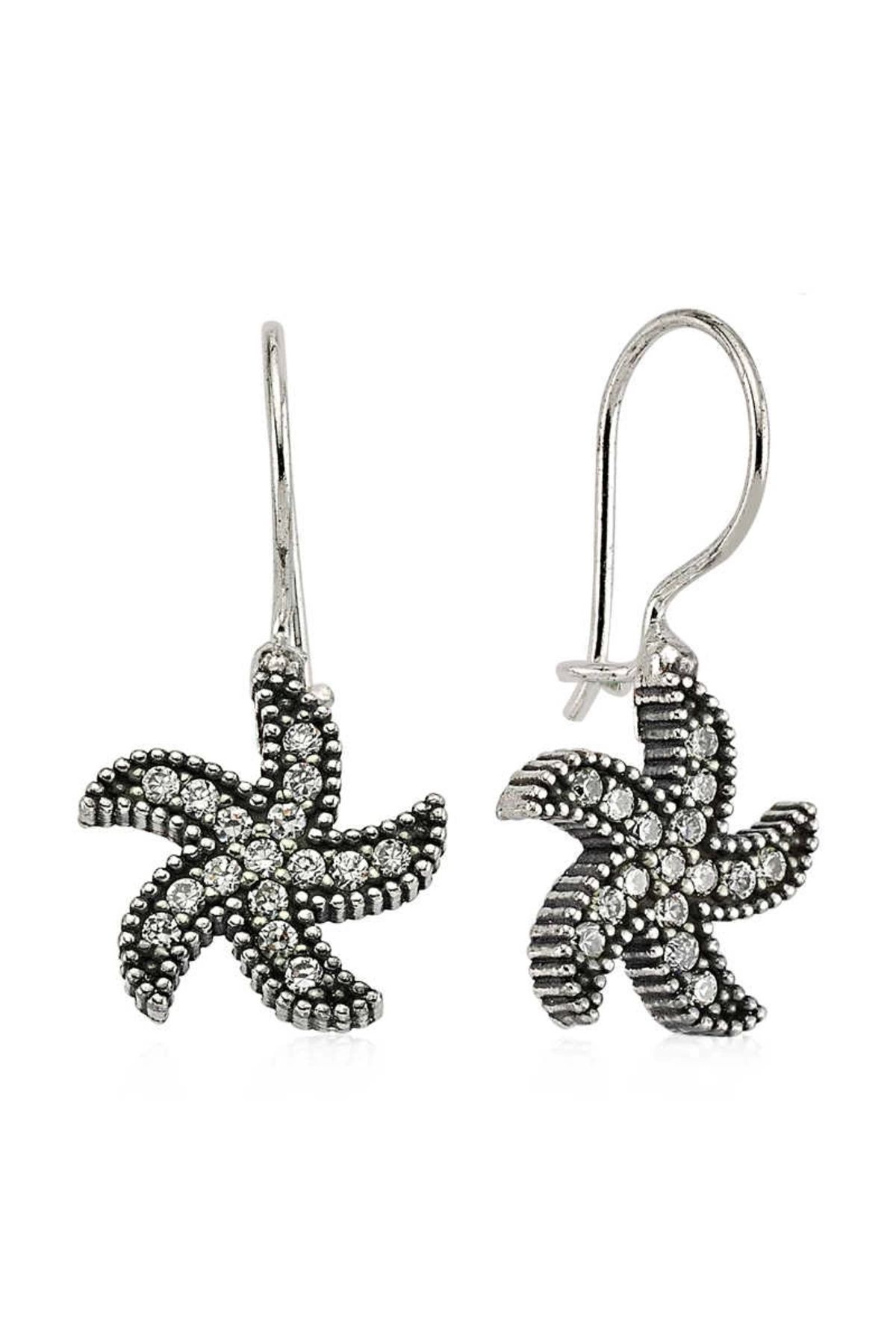 luz&pos Gümüş Deniz Yıldızı Sallantılı Küpe