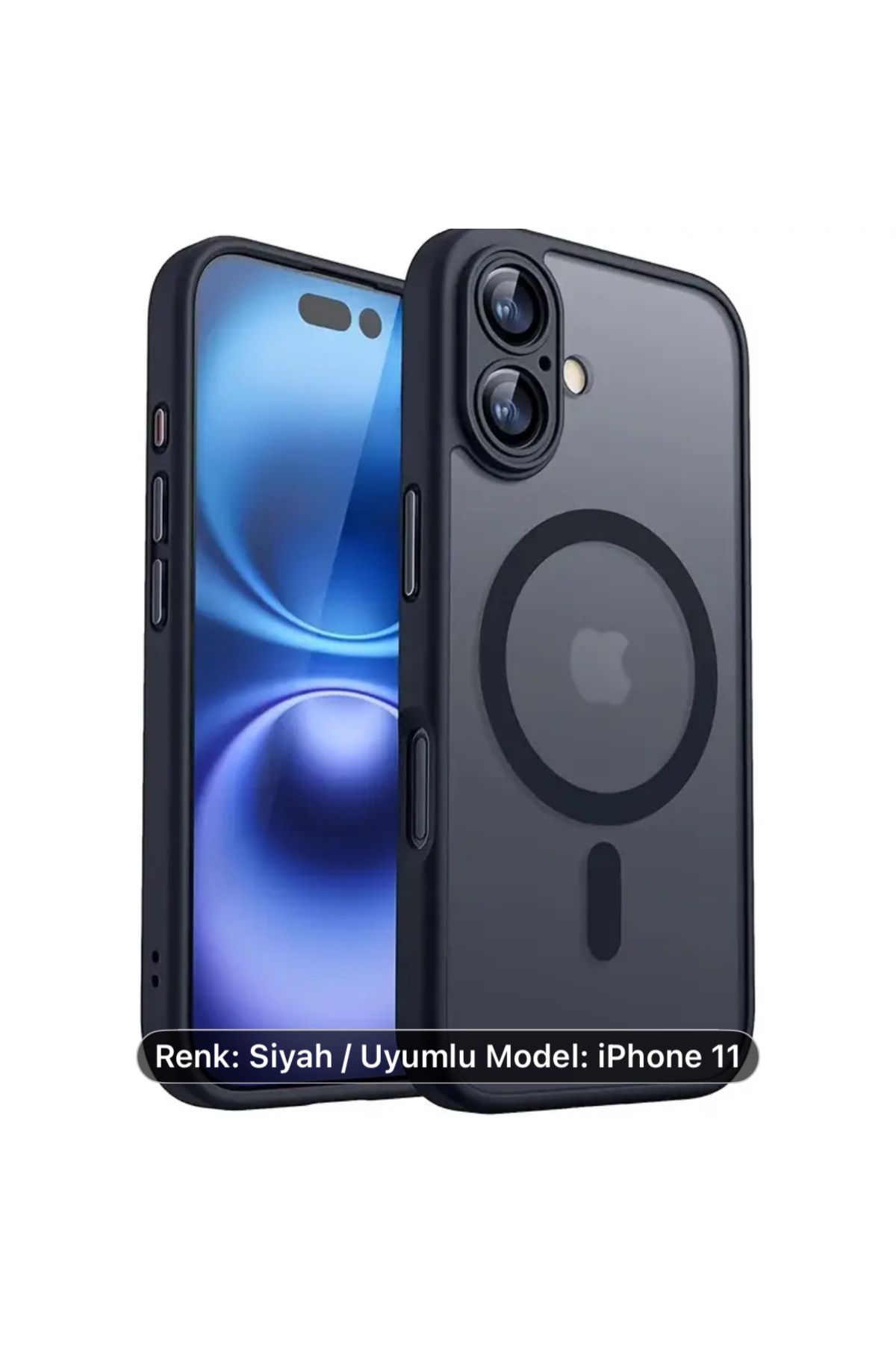 Store Iphone 11 Uyumlu Mat Siyah Magsafe Özellikli Darbe Önleyici Şeffaf Silikon Kılıf