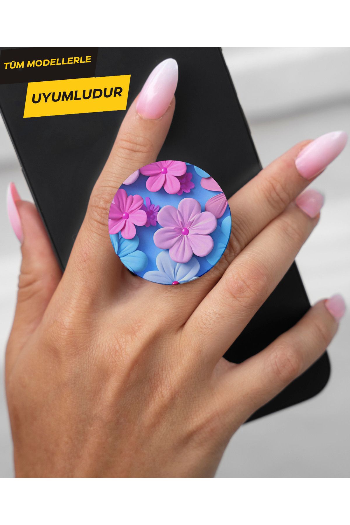 Activist INFINIX Smart 8 Uyumlu Kılıf Tutucu Baskılı Telefon Kılıfı Tutucu - purpleflowers
