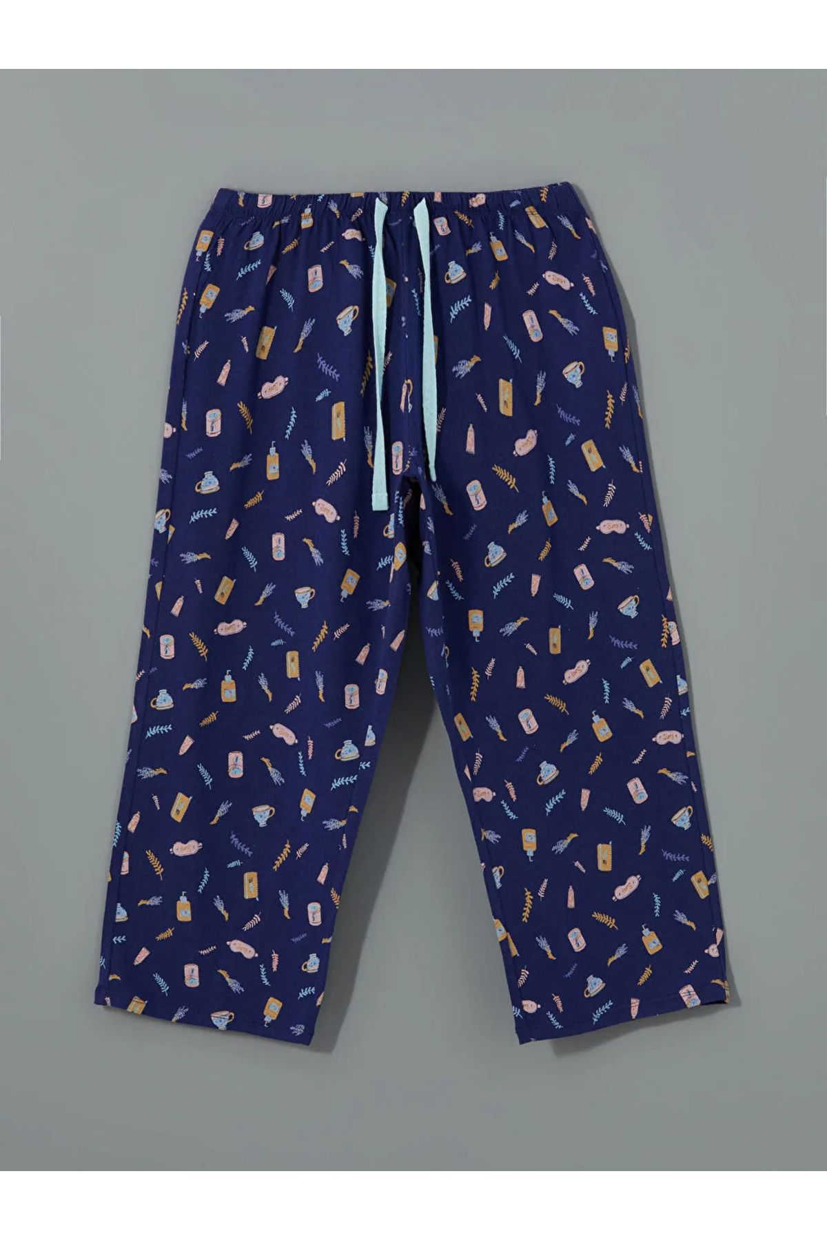 LC Waikiki LCW DREAM Lacivert Beli Lastikli Desenli Kadın Kapri Pijama Altı