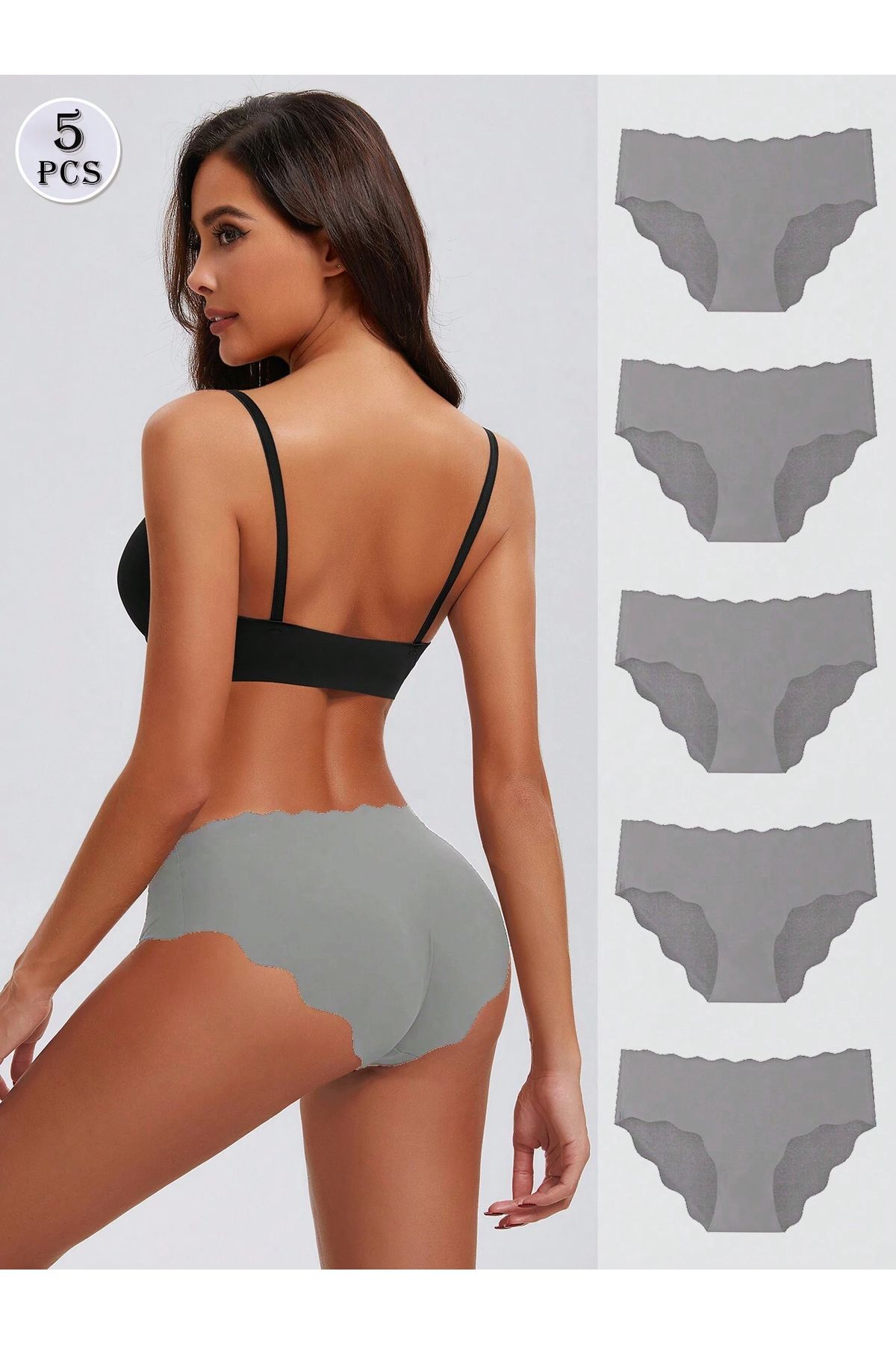 BENİMOLMALI Dikişsiz Nefes Alabilen Dalgalı Bikini Külot 5 li Set Lazer Kesim Bikini Külot Full Likra