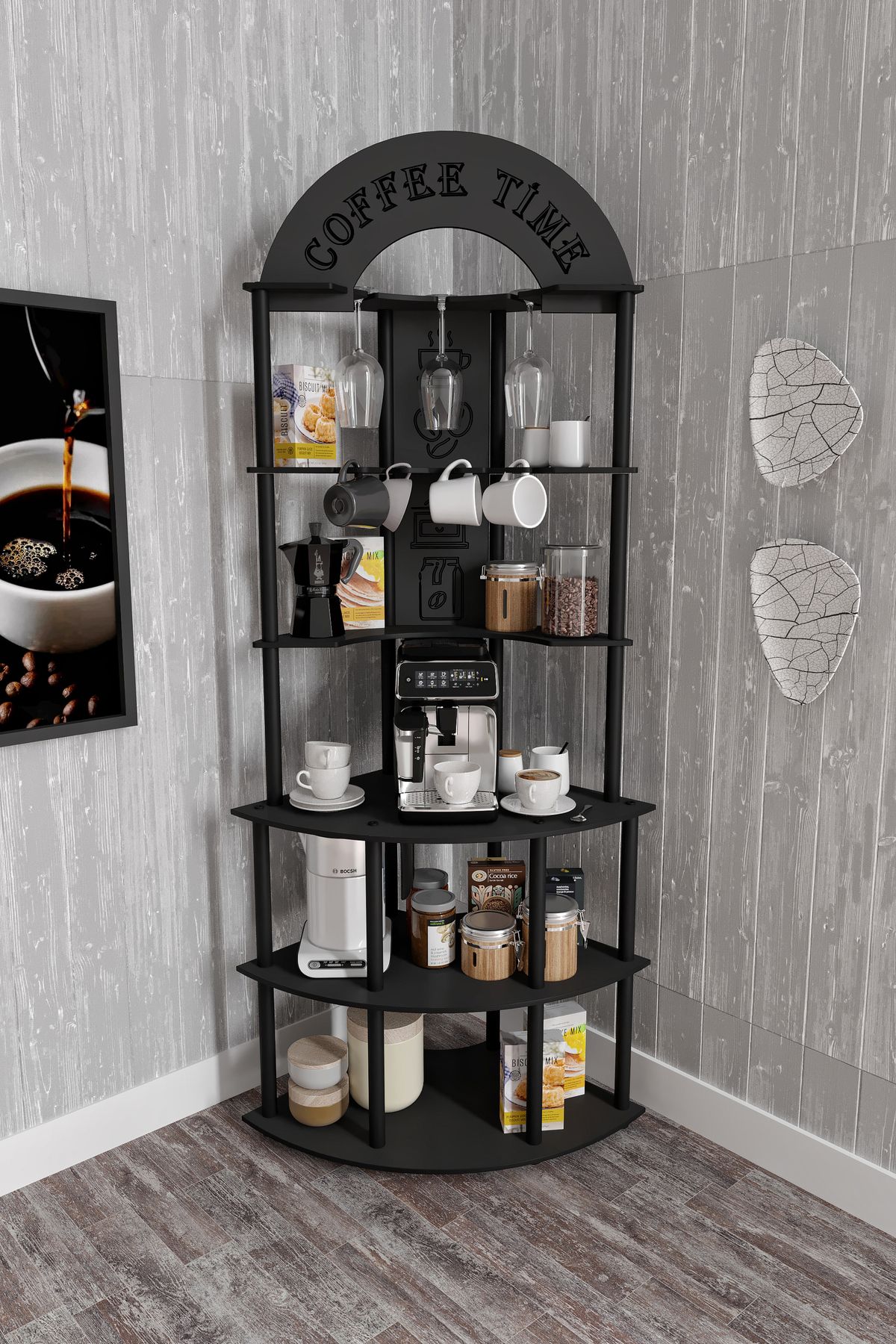 RC HOME Dekoratif Çok Raflı Kahve Standı