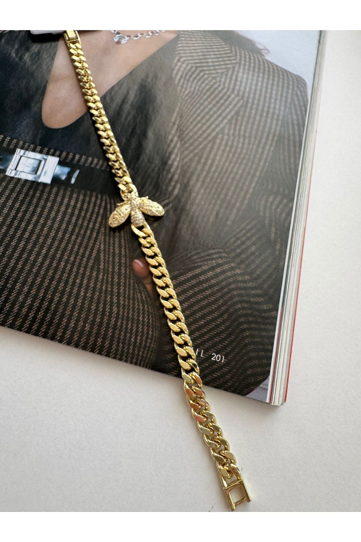 MODA 14K Vip Seri Kadın Arı Taşlı Bileklik 18 cm