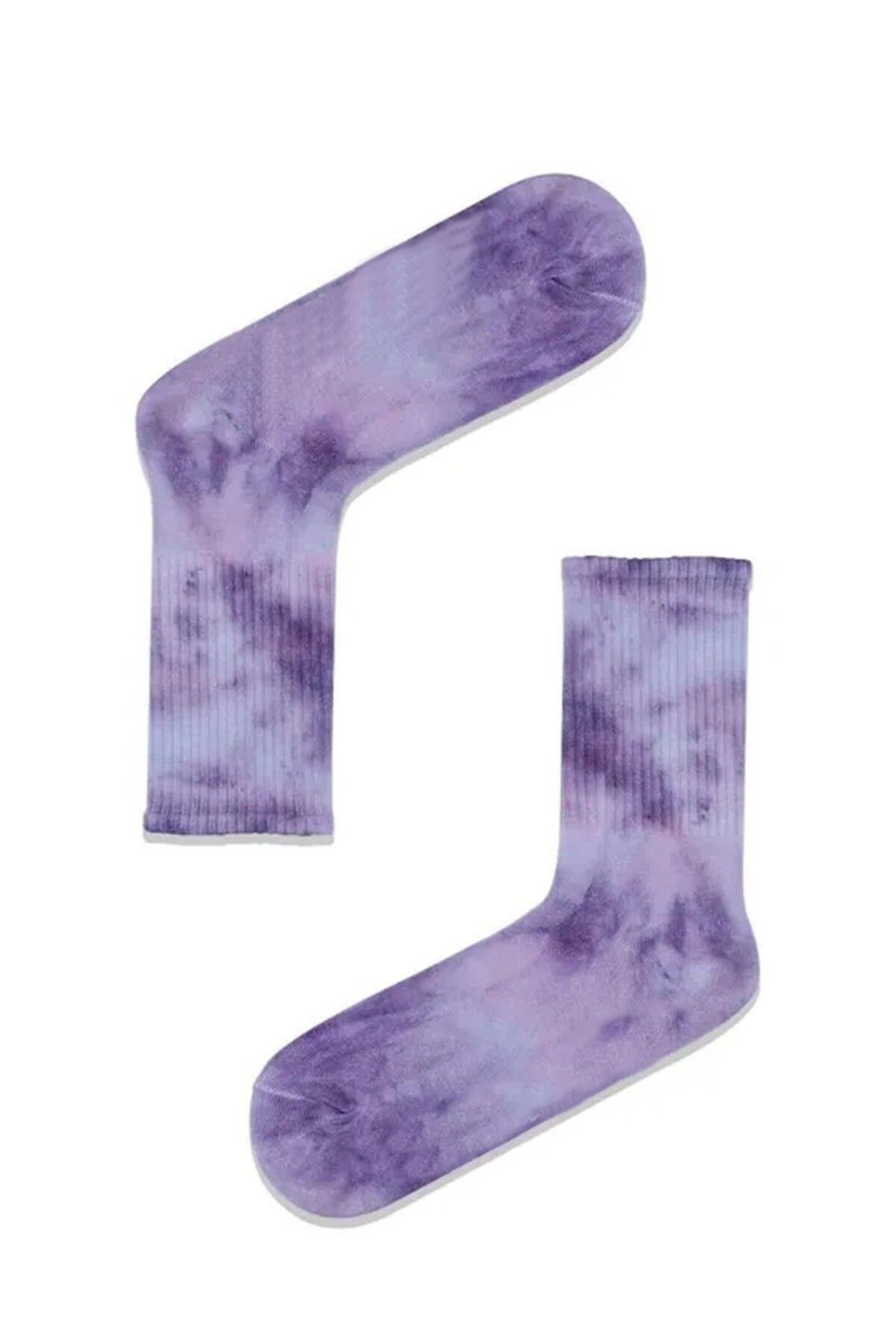 AKSU ÇORAP Mor Beyaz Batik Soket Spor Çorap