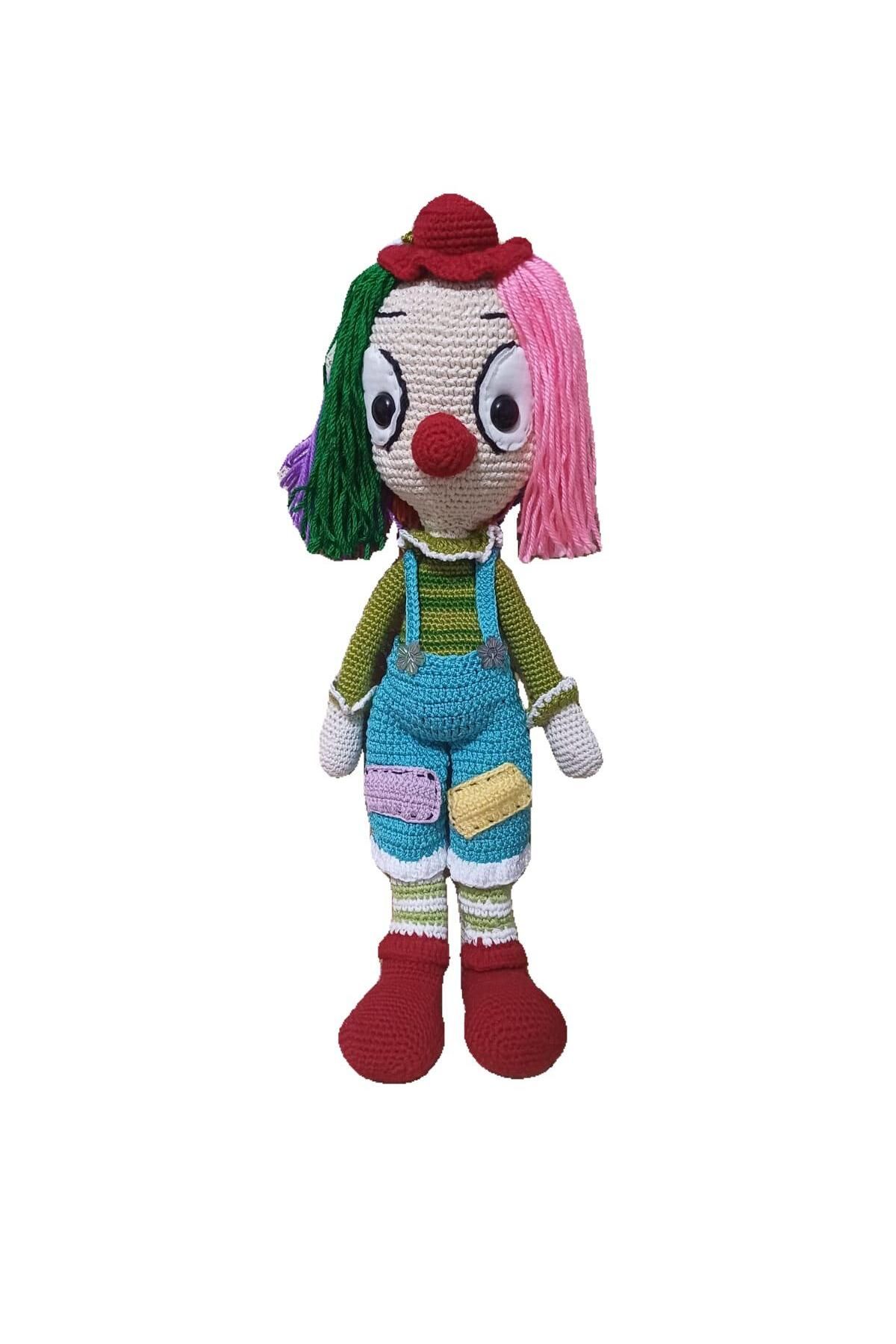 NesliWorld Renkli saçlı palyaço organik amigurumi oyuncak