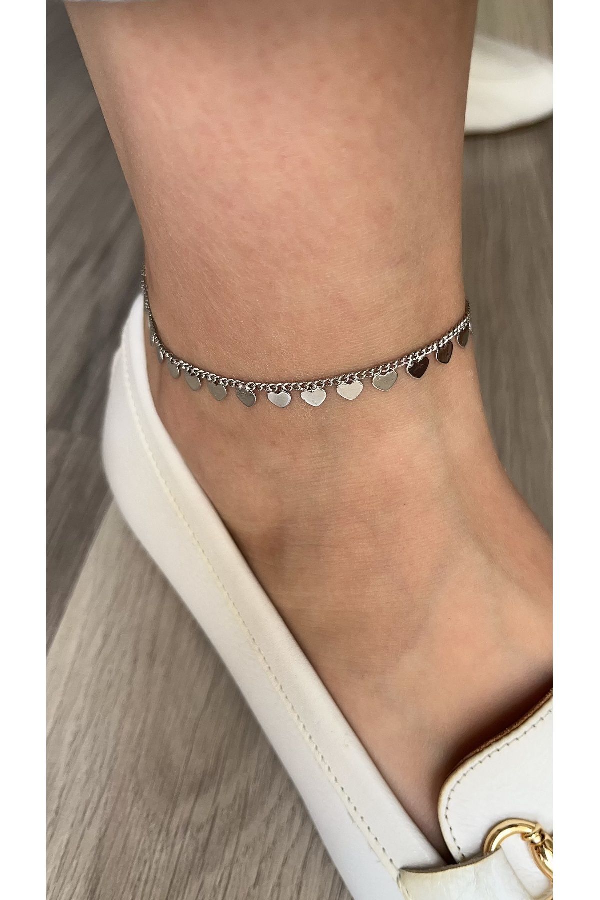 shesra Kalp pul detaylı Silver Çelik halhal