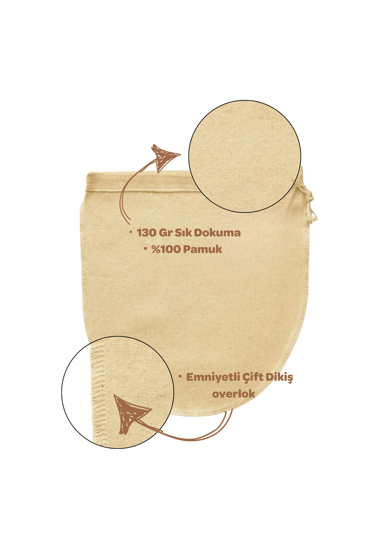 GUNBO HOME 25x30 cm 2 Adet Organik Pamuk Süzme Kesesi Süt Bezi Çok Amaçlı Kese Süt Bezi Yoğurt Peynir fotoğrafı 3 (önizleme)