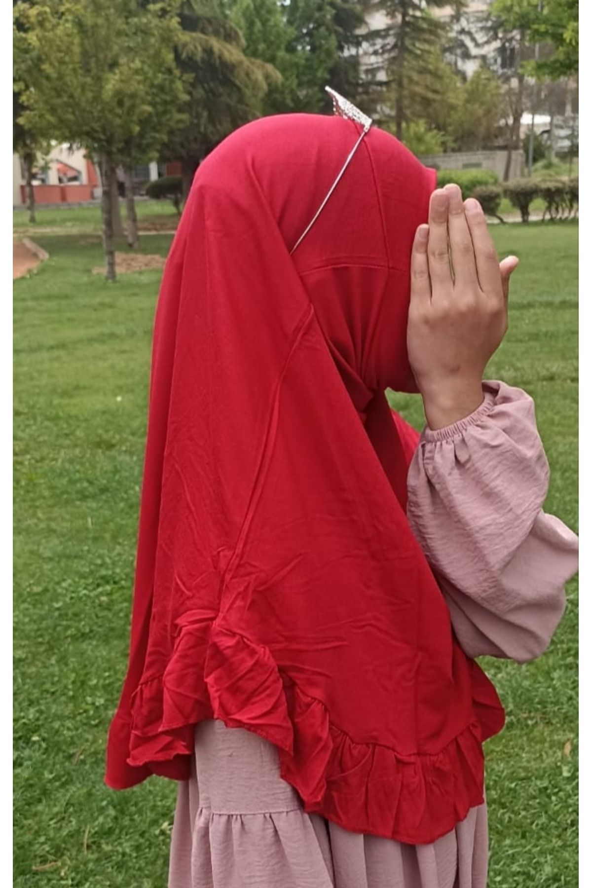 MiniMisi Kız Çocuk Pratik Başörtü Pamuklu Fırfırlı Model Çocuk Tesettür