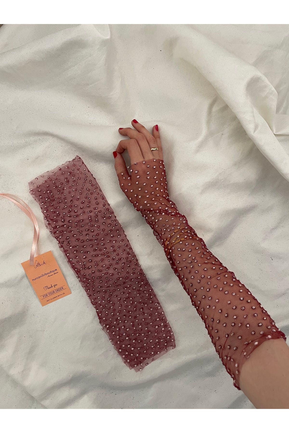 Nurcanilirboutique Bordo eldiven kolluk